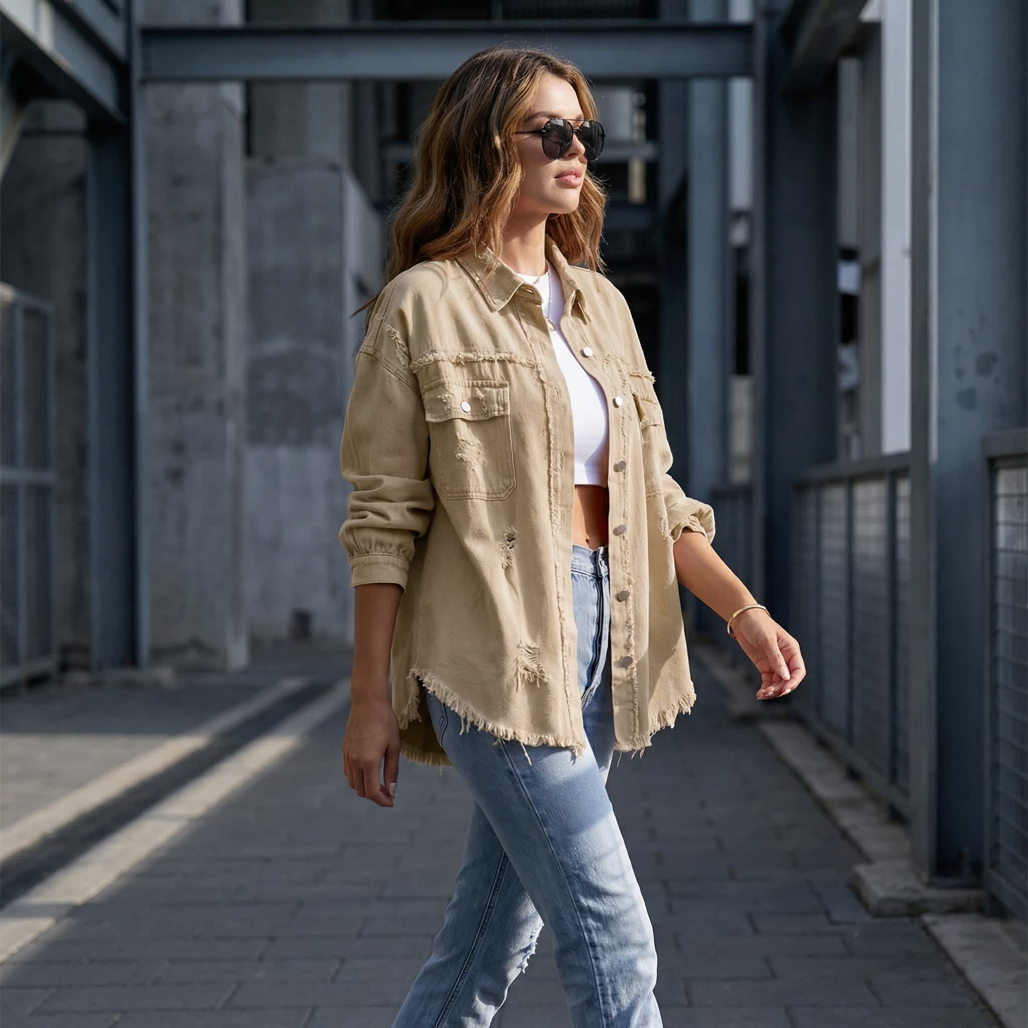 De Sepreso Raw Edge Distressed Denim Jacket - Image 52
