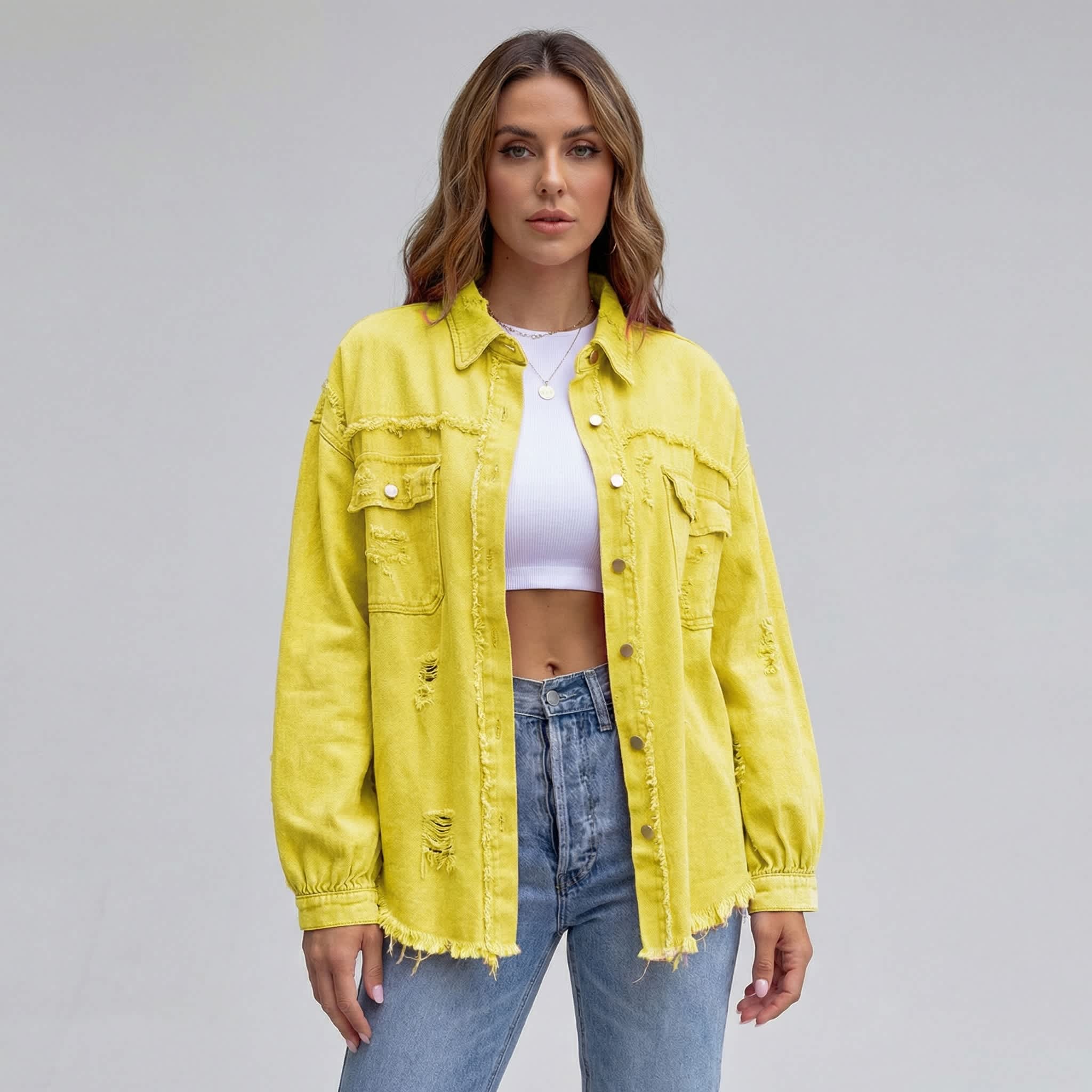 De Sepreso Raw Edge Distressed Denim Jacket - Image 72