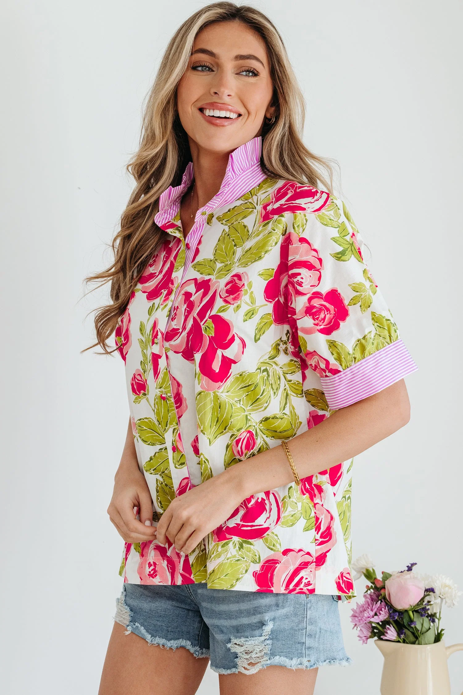 Threaded Pear Rebekah Collar Short Sleeve Shirt - Image 3