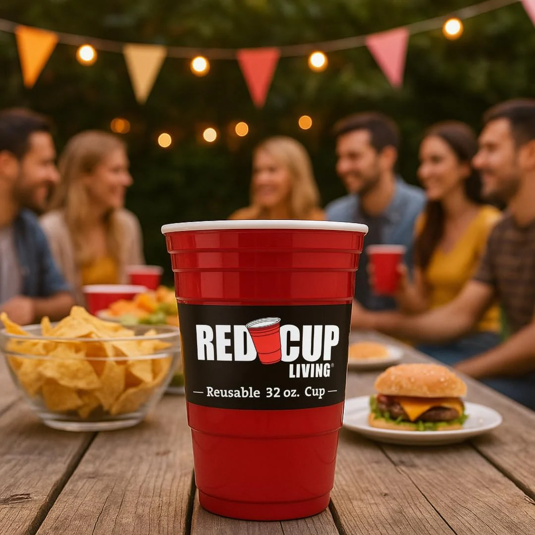 Red Cup Living 32Oz Tumbler Cups, Insulated Reusable Plastic Drinking Glasses, Summer Cup, Beer Stein, Travel Coffee Tumbler for Hot & Cold Drinks, Water Container, Kitchen Cup, Gifts for Men & Women - Image 5