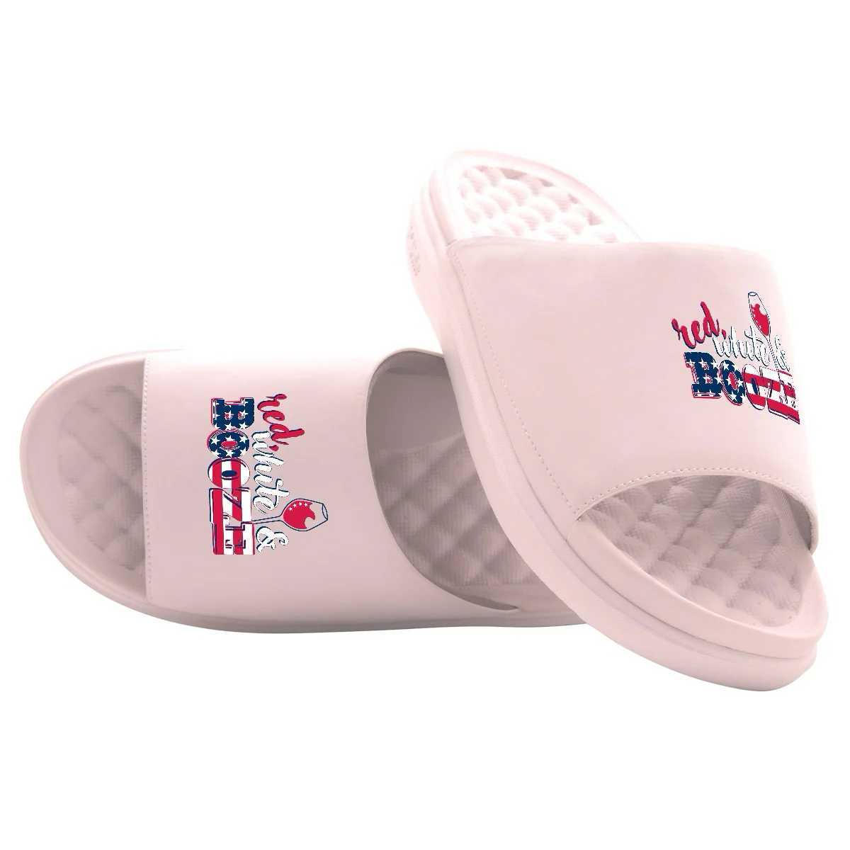 Red White and Booze Motive Slide Sandals - Image 7