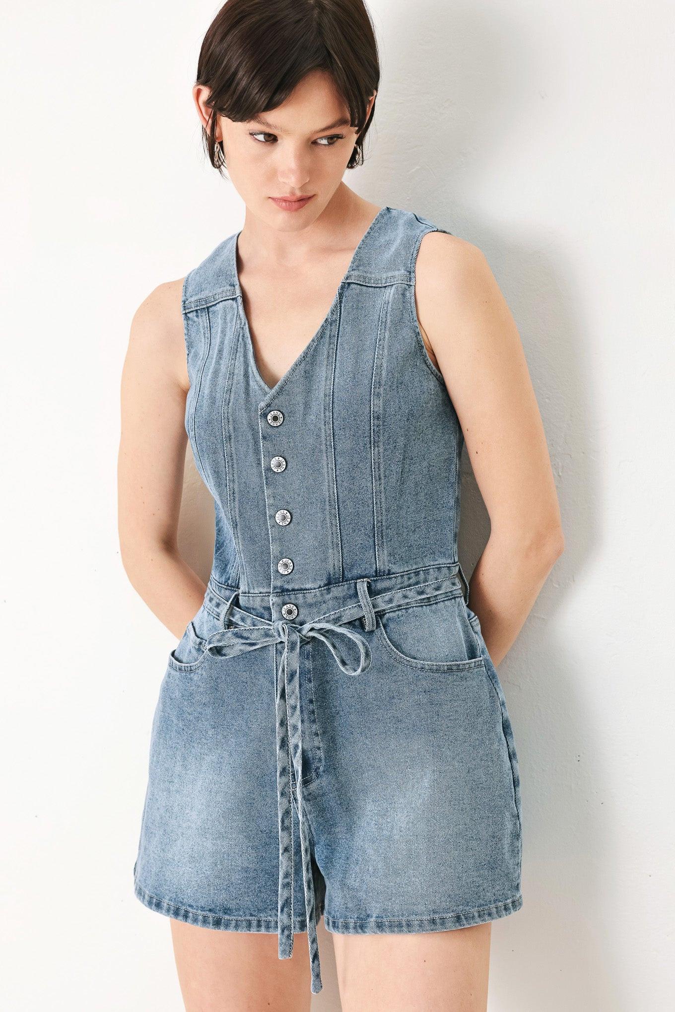 Relaxed Chic Denim Romper - Image 5