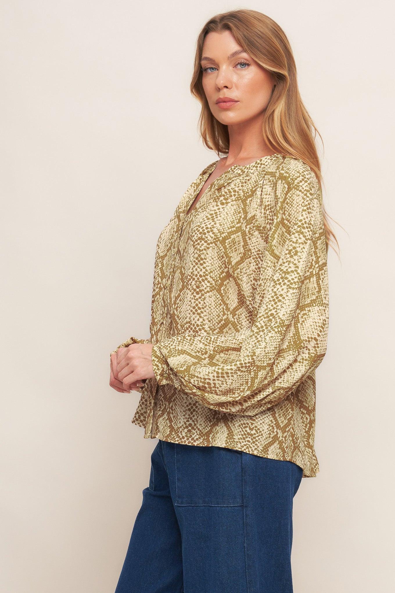 Retro Chic Taupe Woven Top - Image 2