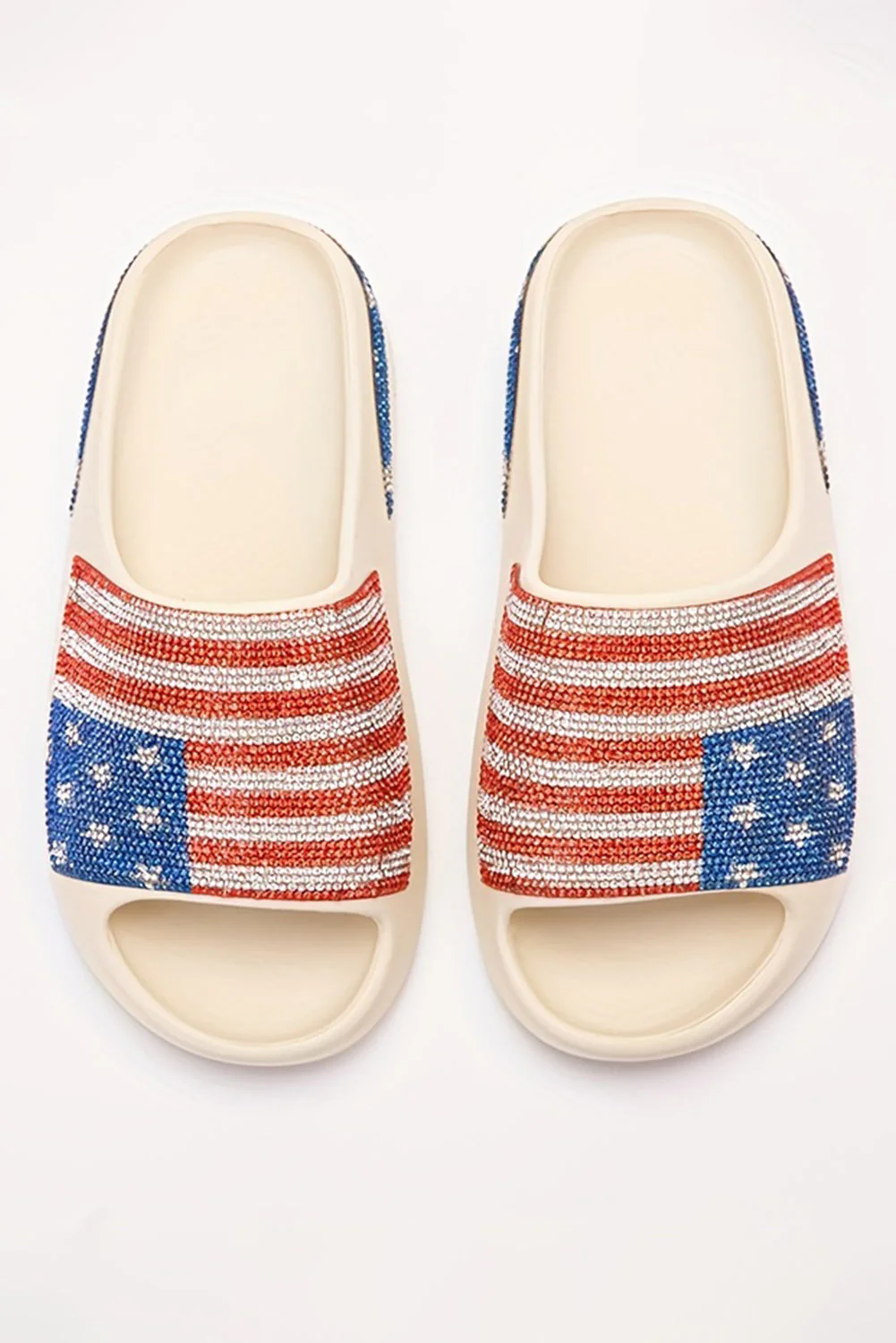 Threaded Pear Rhinestone American Flag Thick Sole Slippers - Image 3