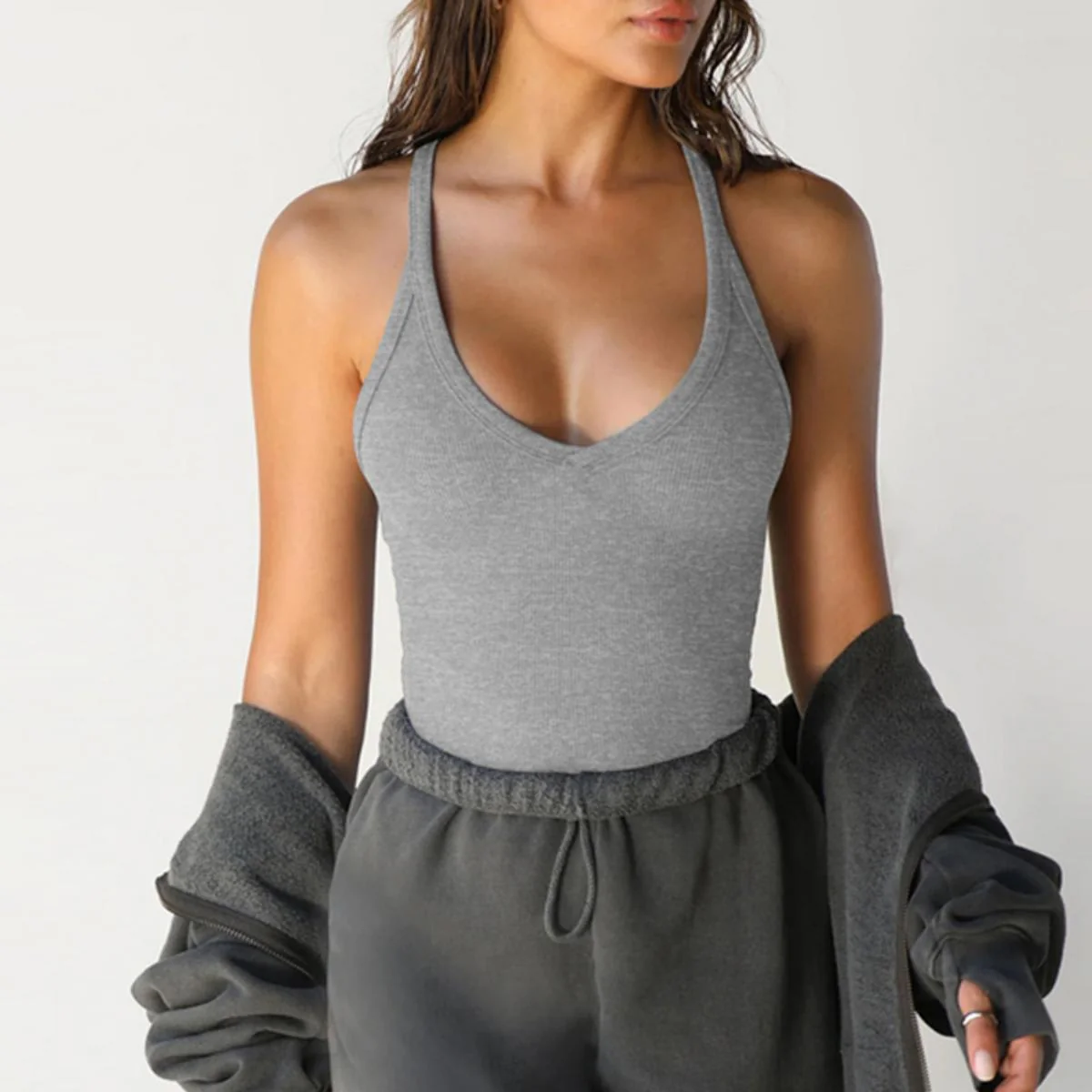 Ribbed U-Neck Crop Tank Top – Seamless Basic for Layering & Everyday Wear - Image 12