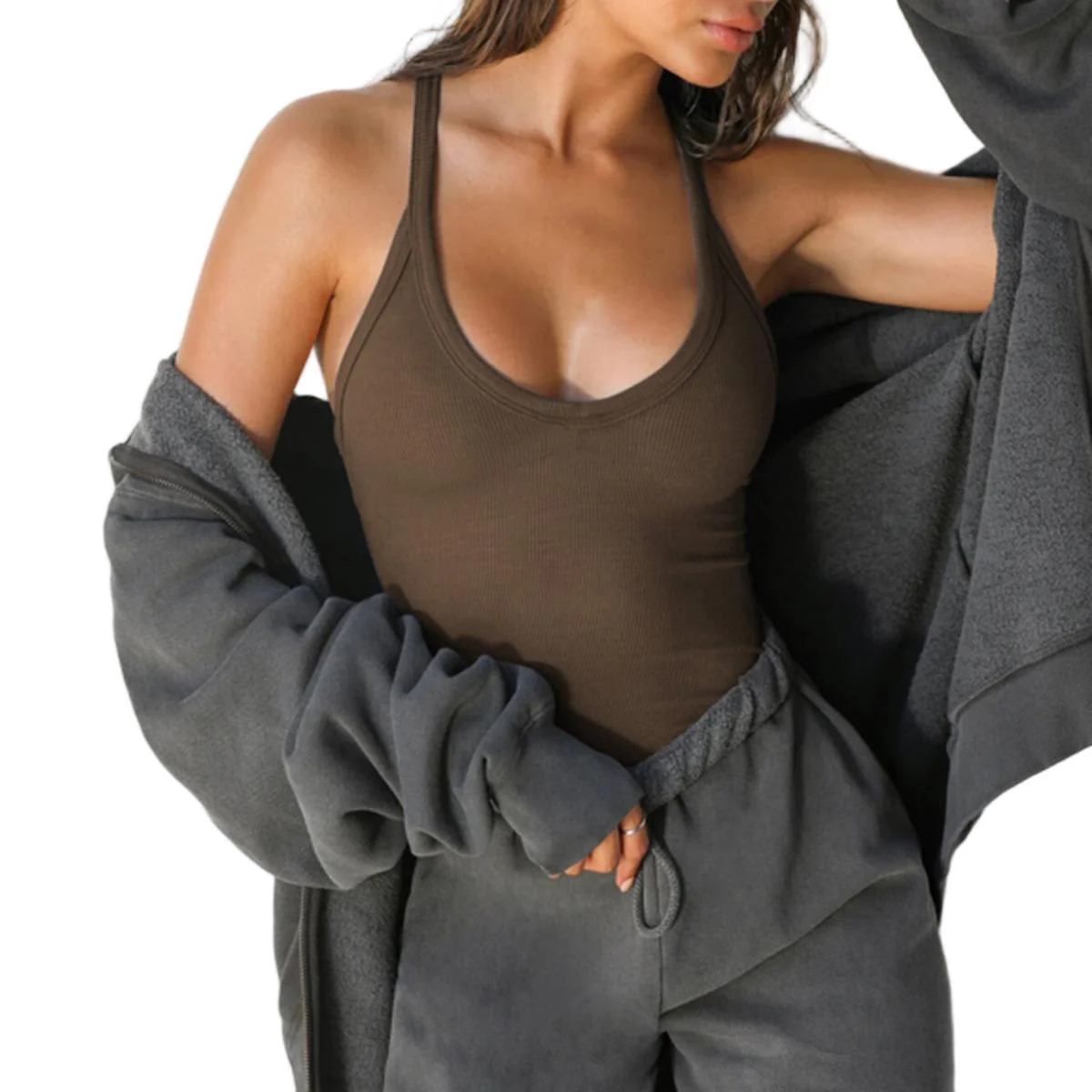 Ribbed U-Neck Crop Tank Top – Seamless Basic for Layering & Everyday Wear - Image 24