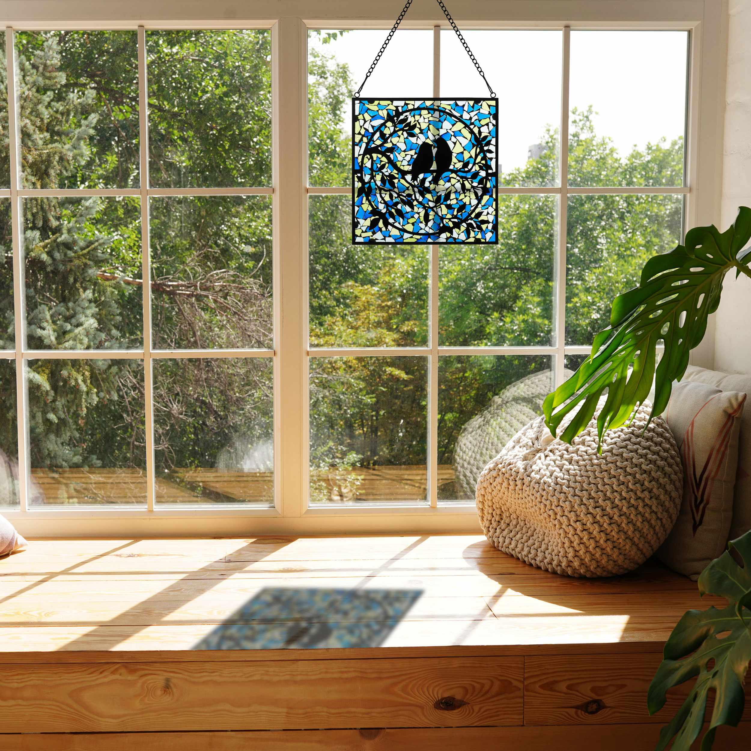 River of Goods 12" W Love Birds Mosaic Stained Glass Window Panel - Image 3