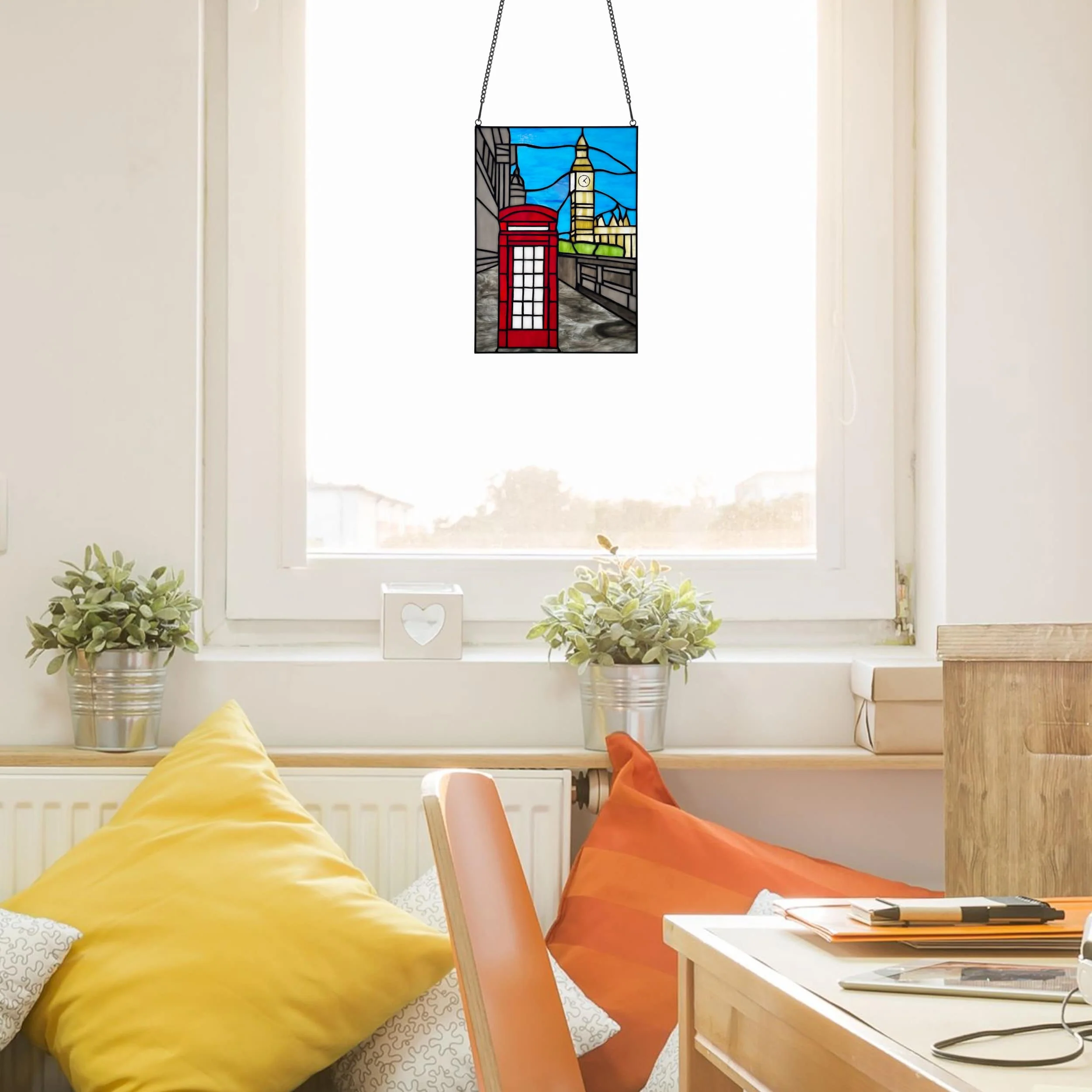 River of Goods 14.5" H London Stained Glass Window Panel - Image 2