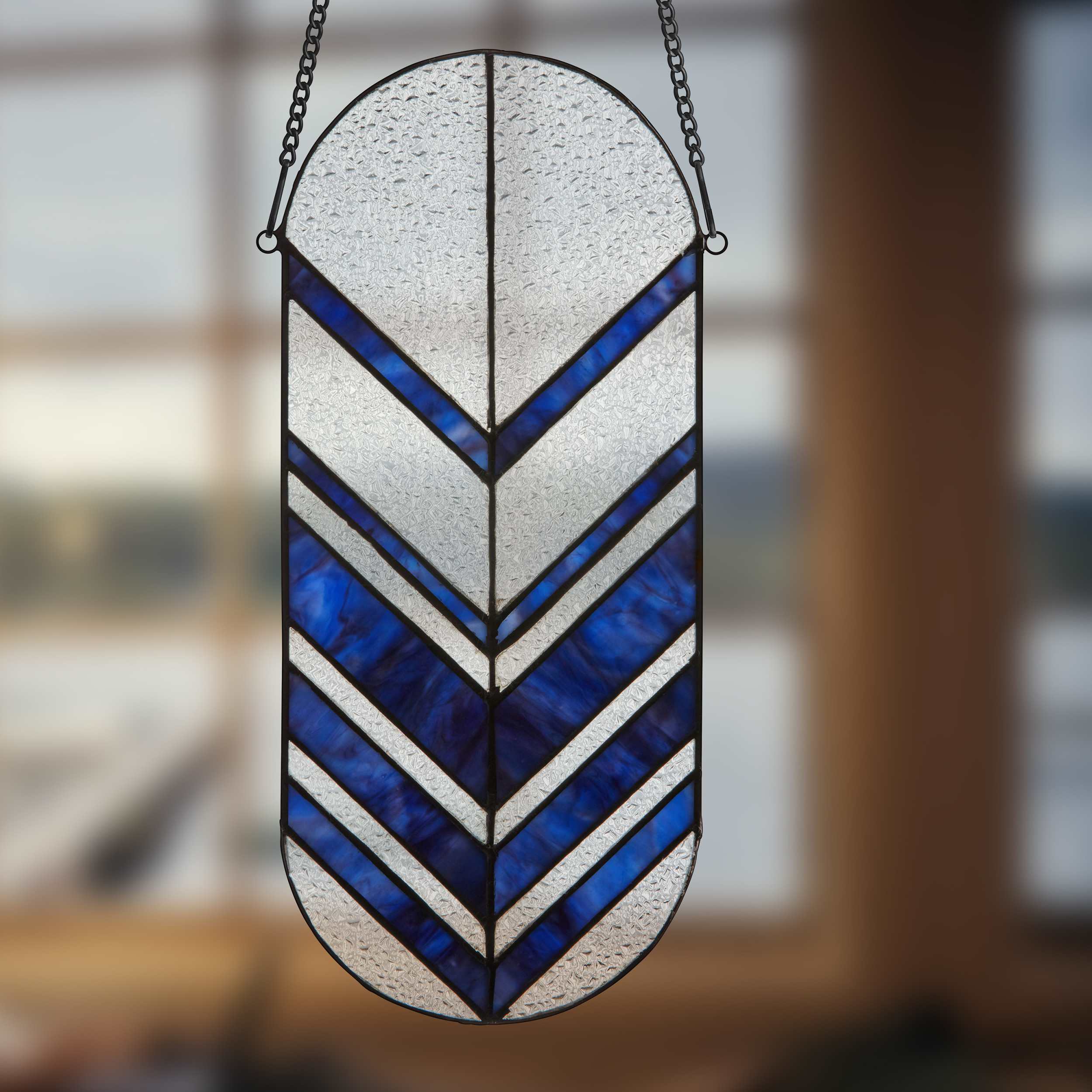 River of Goods 14" H Tiffany-style Arrows Stained Glass Window Panel - Image 4