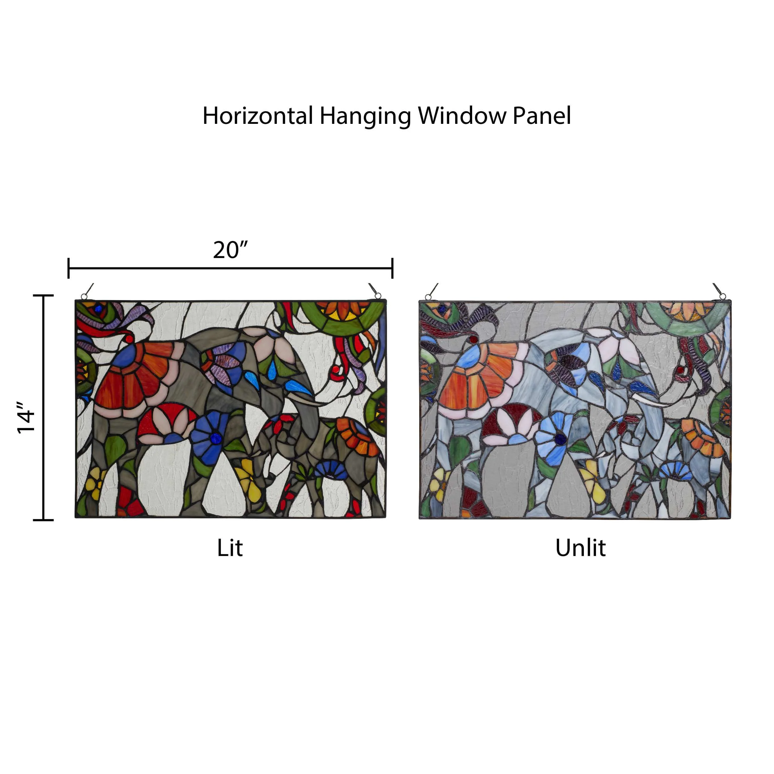 River of Goods 20" W Mother and Baby Elephant Stained Glass Window Panel - Image 4