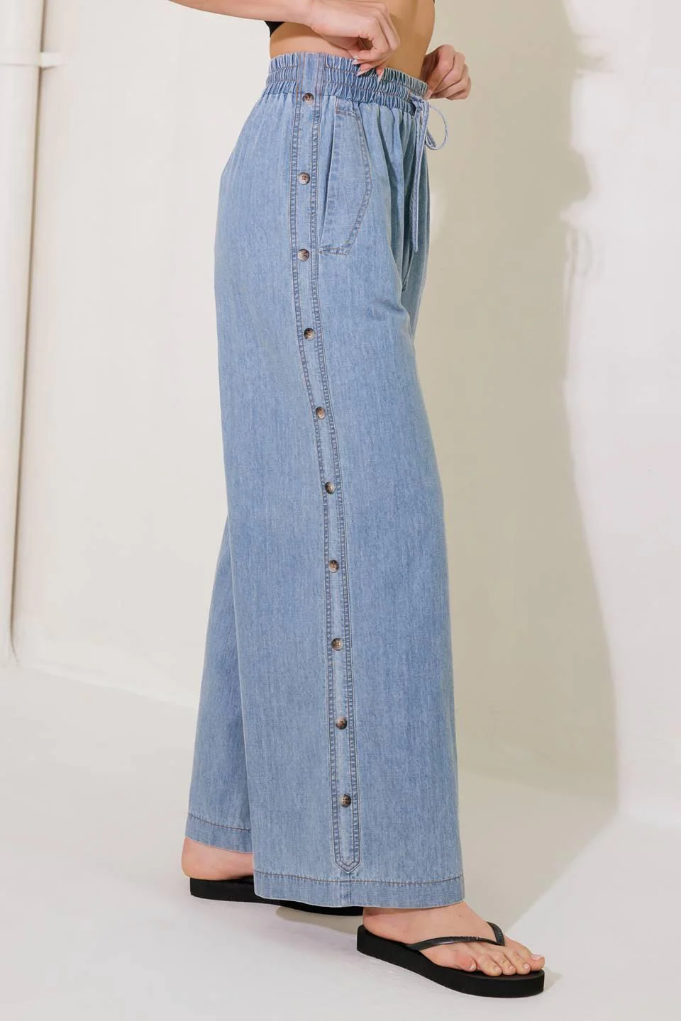 Riverside Sips Light Indigo Chambray Pants - Image 7