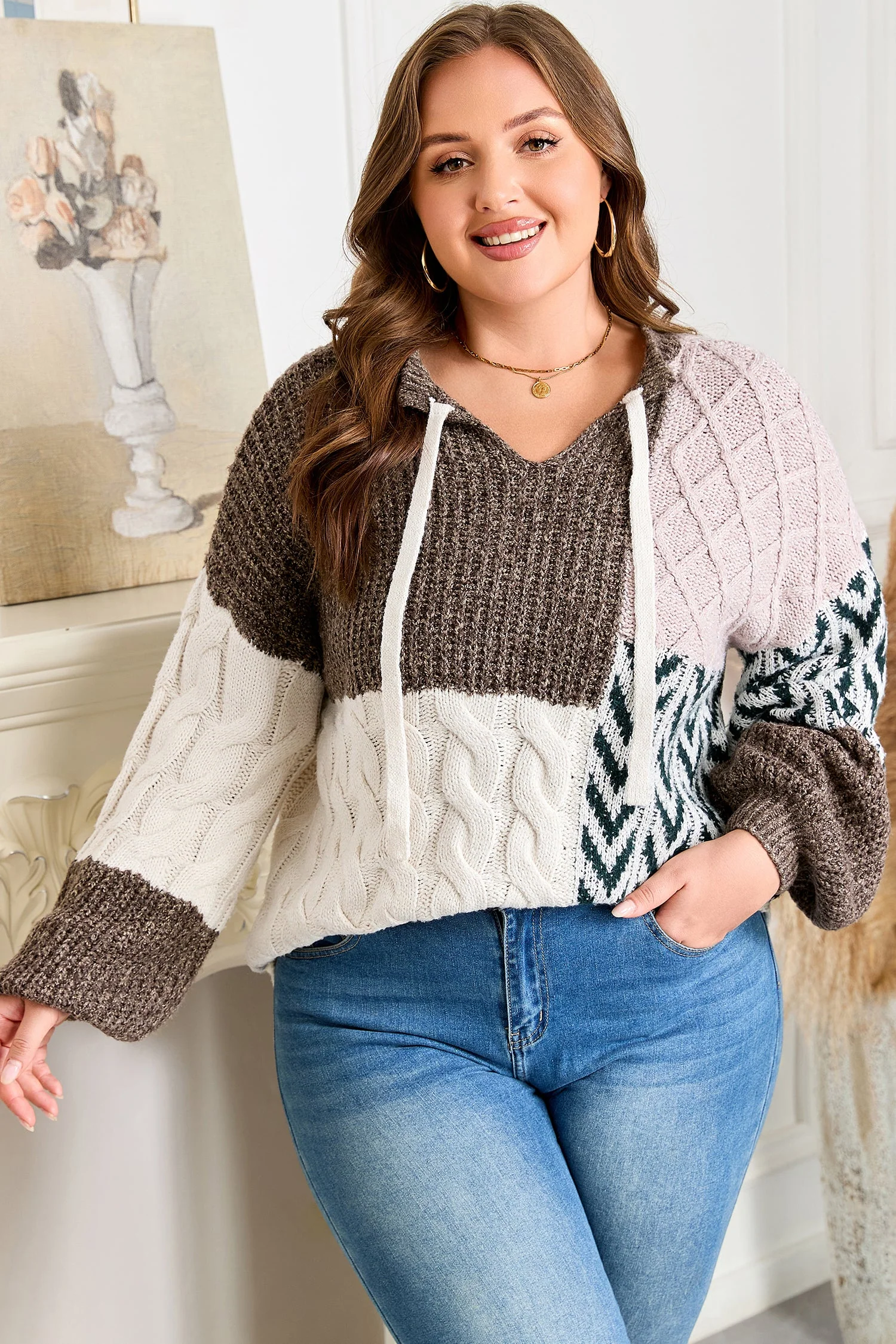 Threaded Pear Rivka Back Loose Fit PLUS Sweater - Image 8