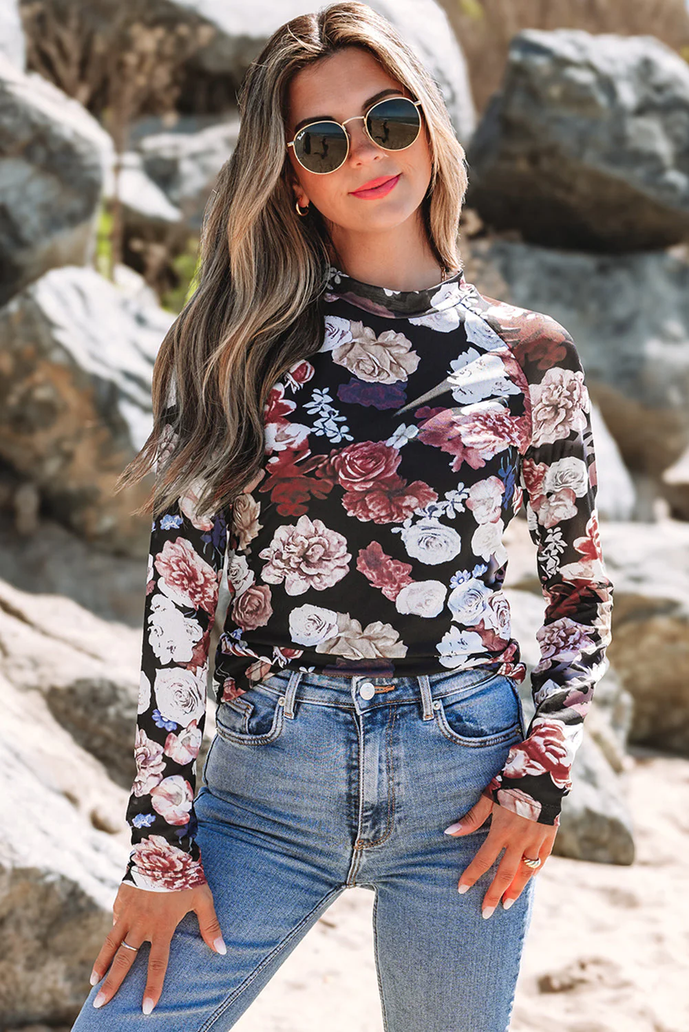 Threaded Pear Robin Sleeve Slim top Long Sleeve Top