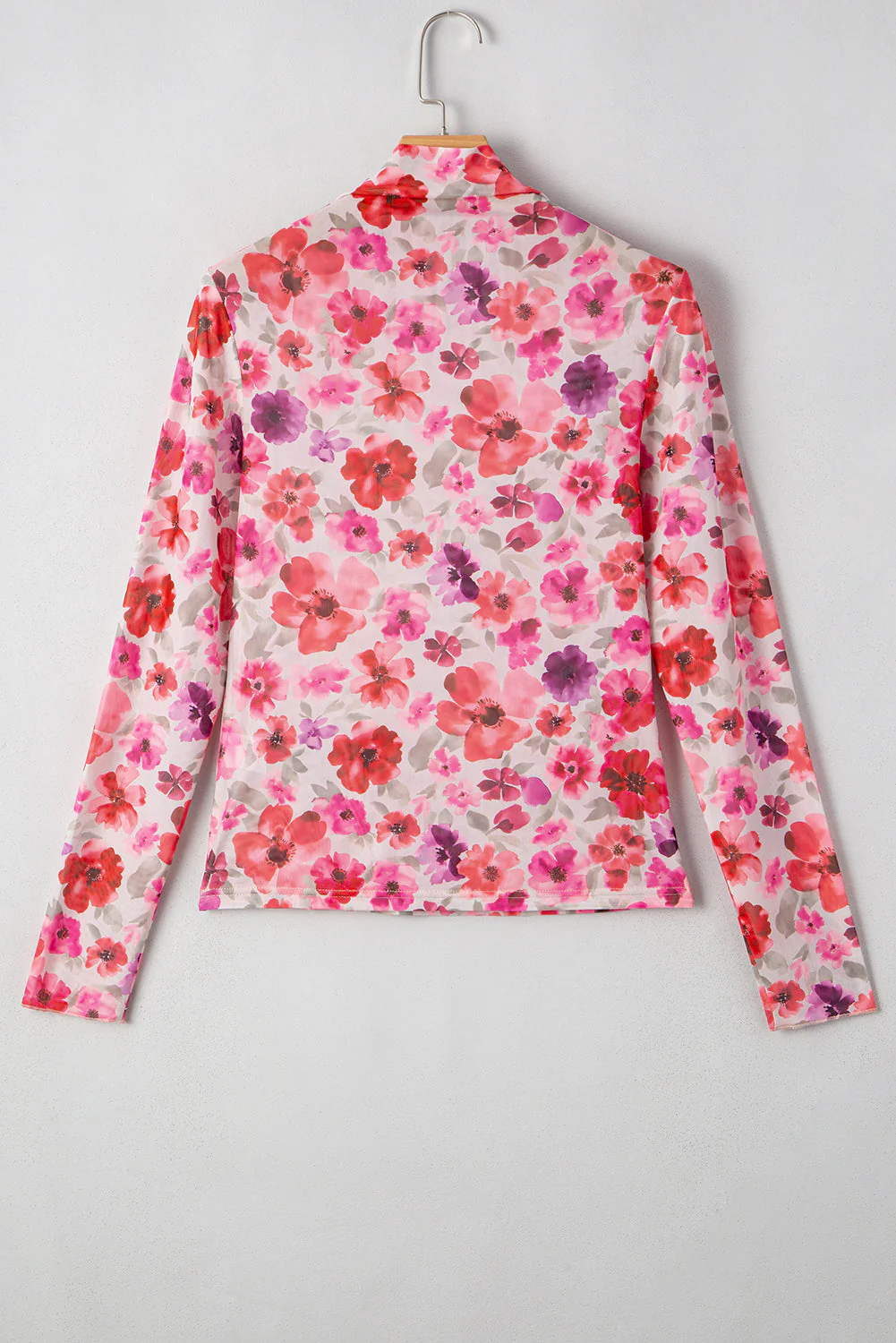 Threaded Pear Rosalie Floral Long Sleeve Slim Fit Mesh Top - Image 7