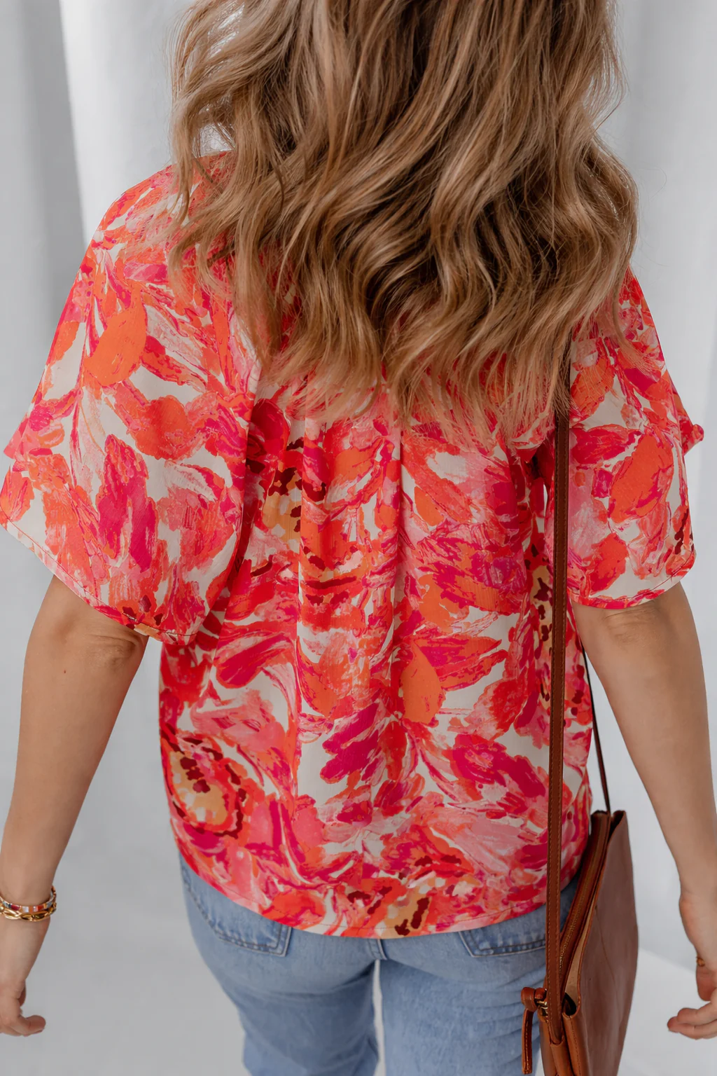 Threaded Pear Rosalyn Print Striped Trim Blouse - Image 2