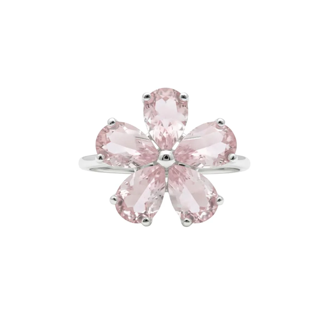 Rose Quartz Ring Sterling Silver Flower Rings for Women 1.40 Carats Floral Designed Rose Quartz Jewelry for Women January Birthstone Jewelry Gift for Her - Image 2