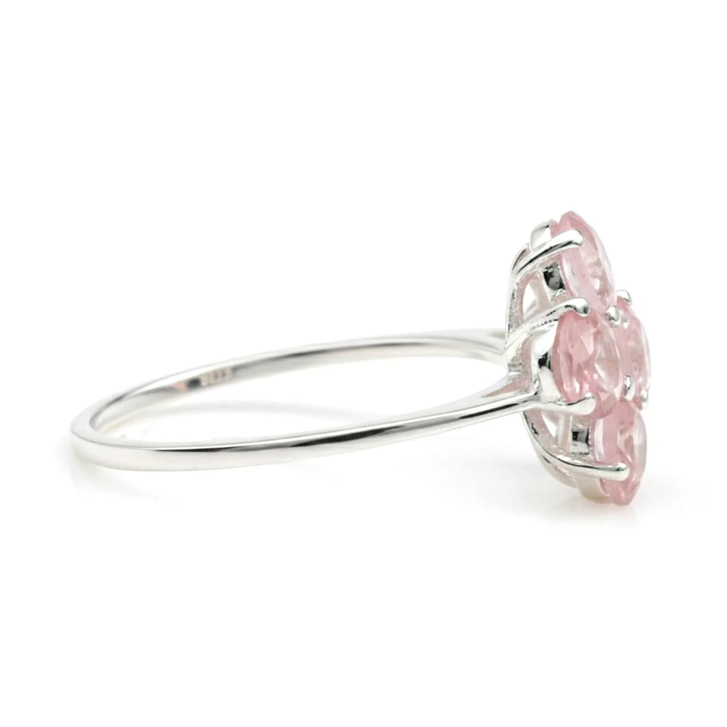 Rose Quartz Ring Sterling Silver Flower Rings for Women 1.40 Carats Floral Designed Rose Quartz Jewelry for Women January Birthstone Jewelry Gift for Her - Image 5