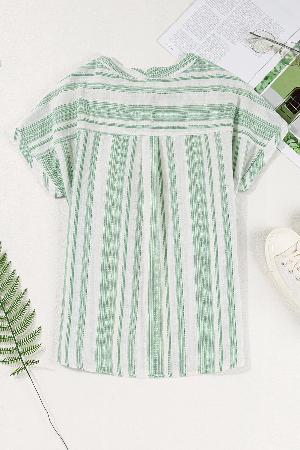 Threaded Pear Rosemary Short Sleeve Casual Blouse - Image 8