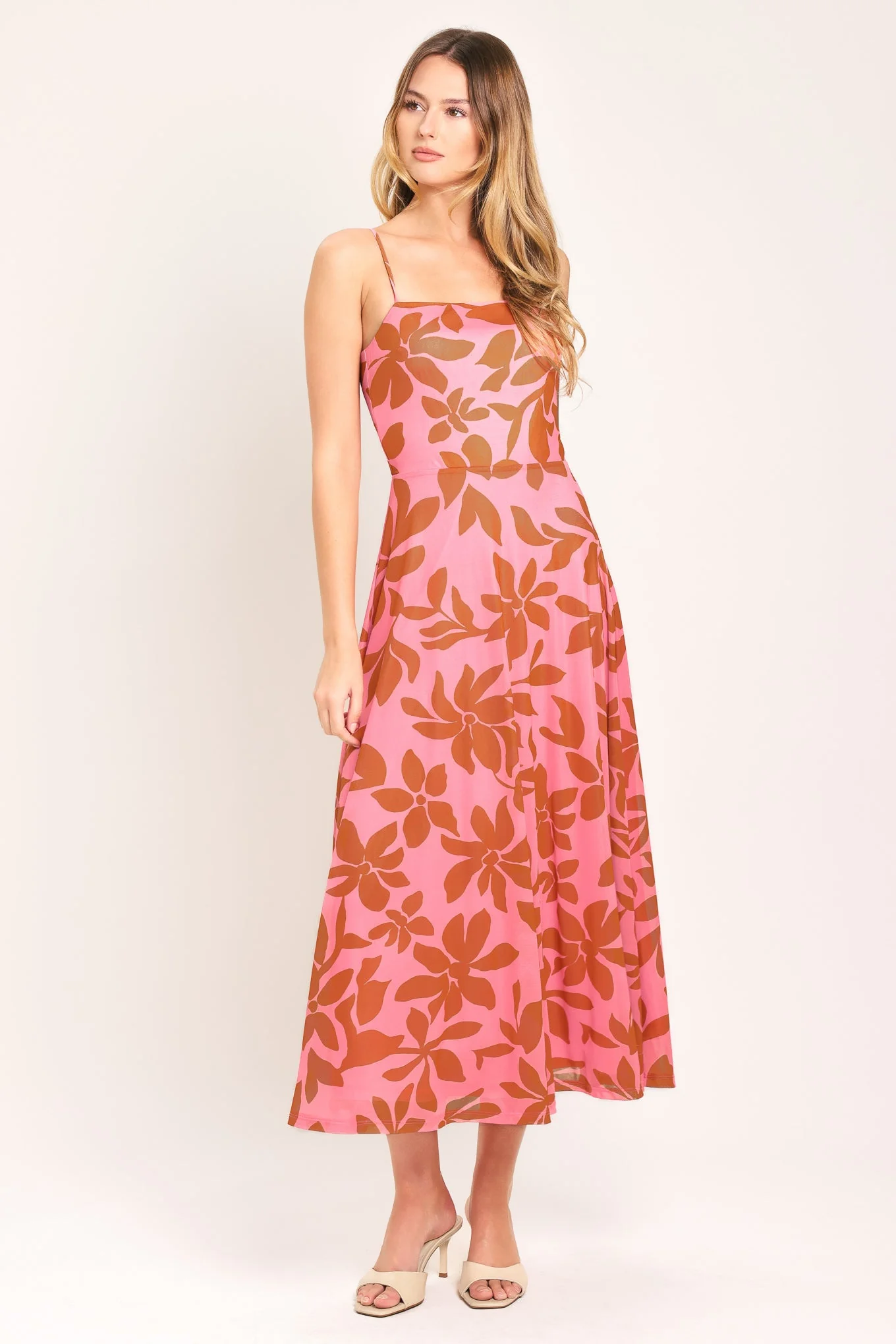Rosy Haven Power Mesh Midi Dress - Image 3