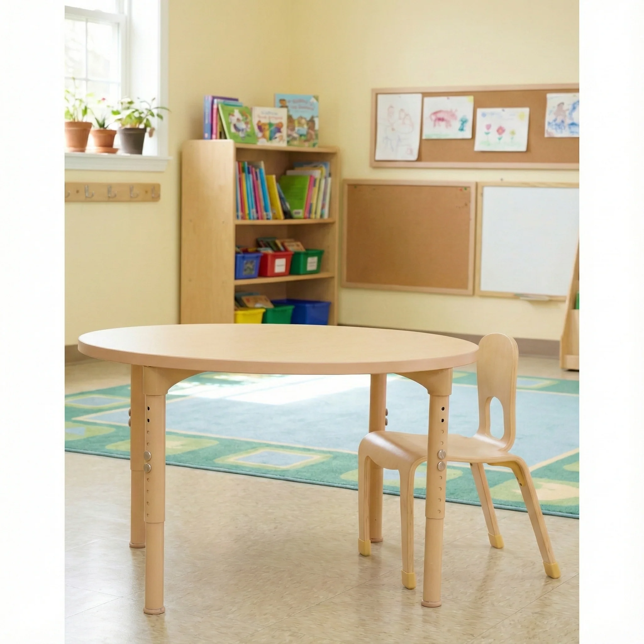 Round Adjustable Kids Table – 36" Diameter, 13" to 17" Height | Toddler & Preschool Activity Table for Classrooms & Daycares - Image 4