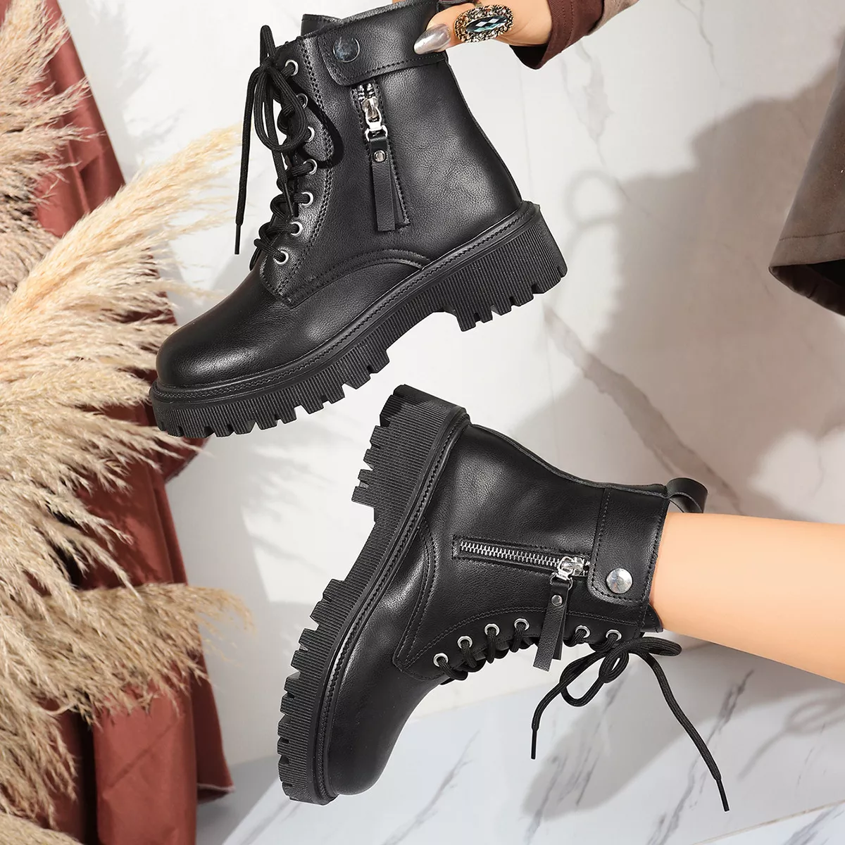 Round Toe Block Heels Boots with Mid-Heel Comfort - Image 6