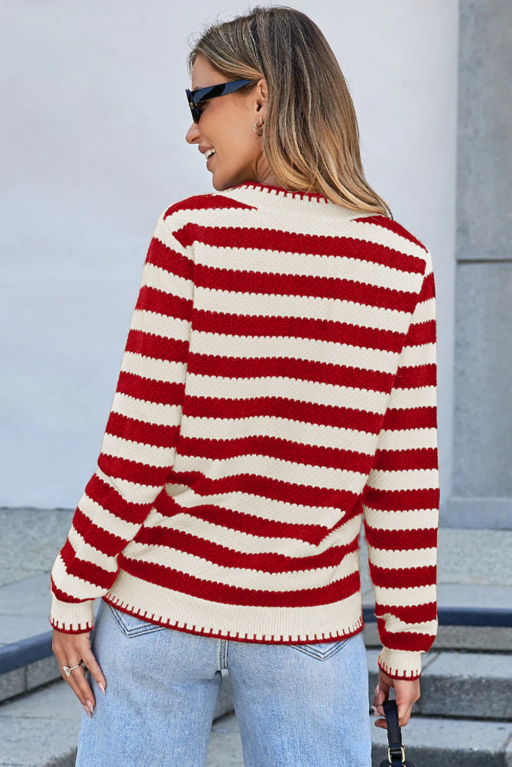 Threaded Pear Rylee Stripe Button Cardigan Sweater - Image 2