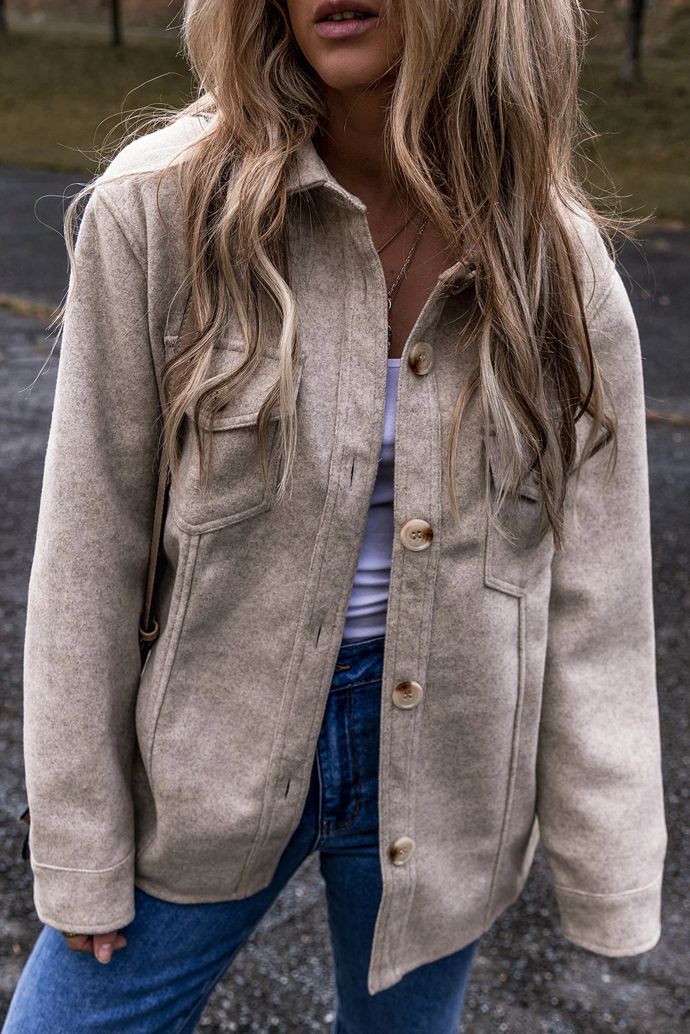 Threaded Pear Sadie Flap Pockets Buttoned Shacket - Image 4