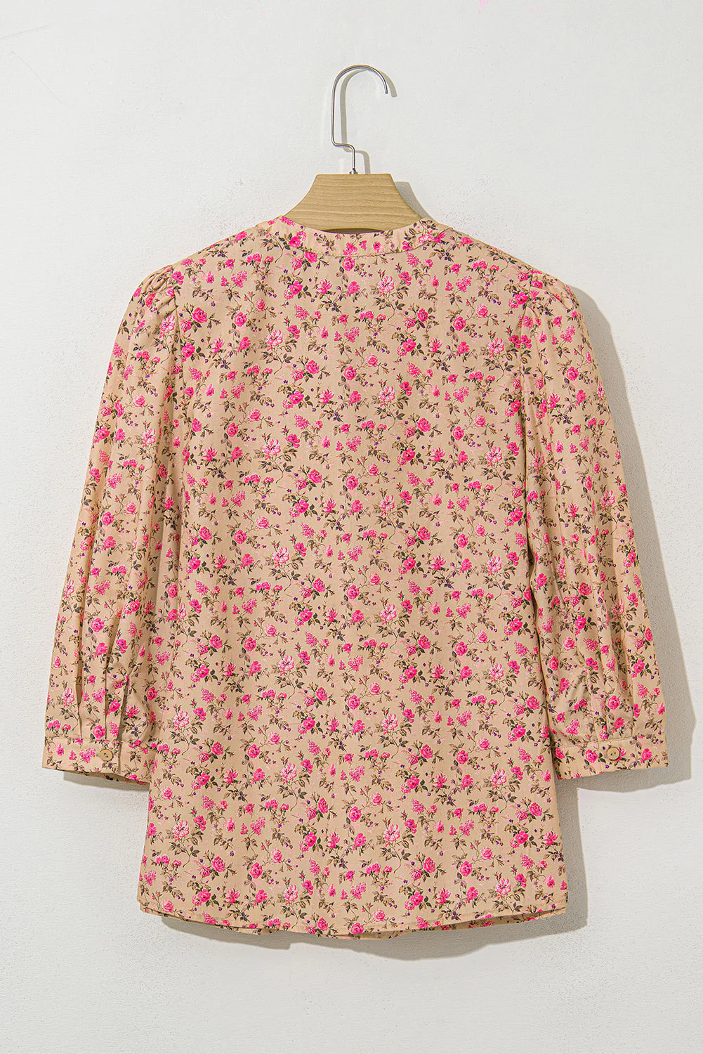 Threaded Pear Sadie Floral Bow Pin-tuck Bust Half Puff Sleeve Blouse - Image 8