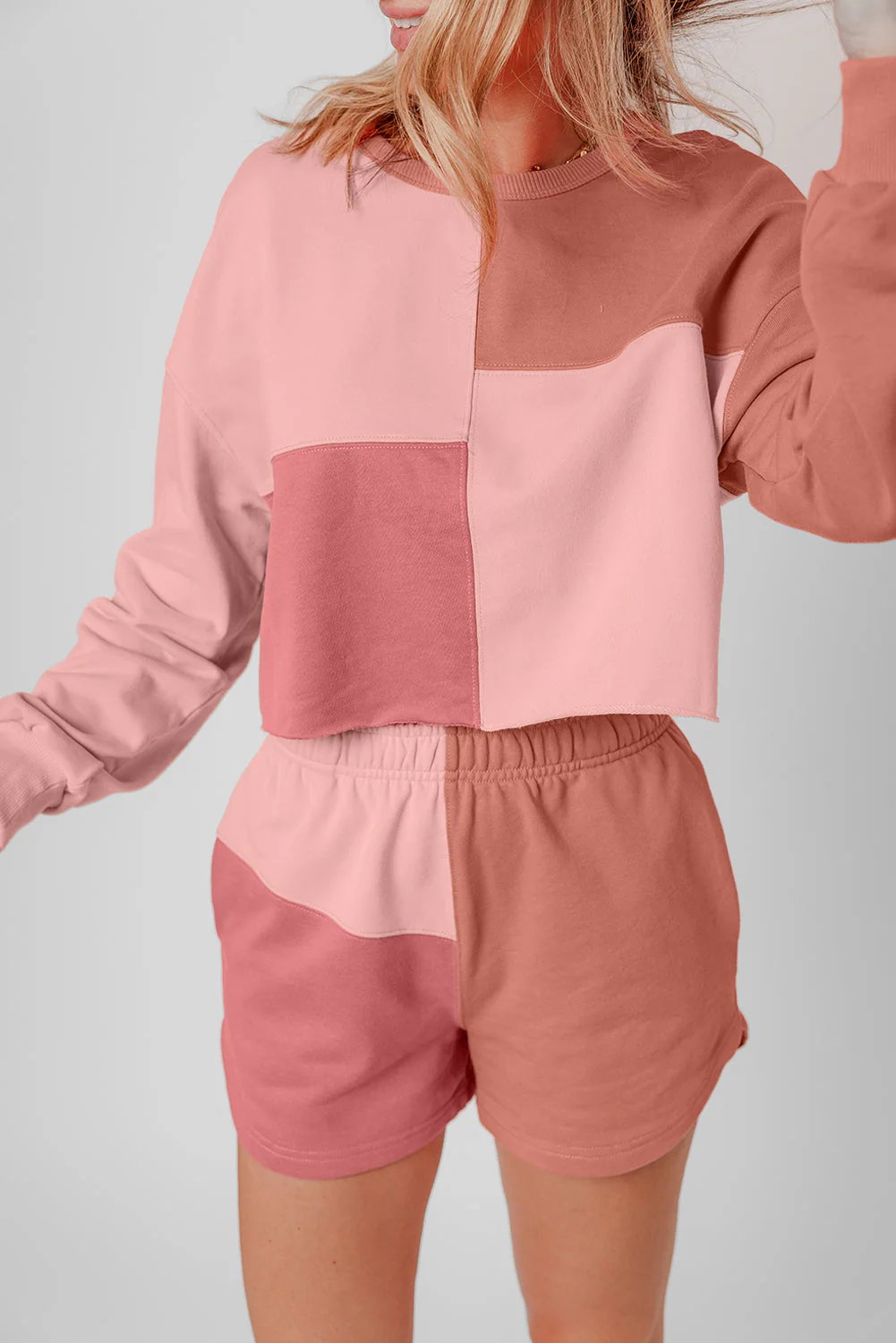 Threaded Pear Saige Patchwork Long Sleeve Shorts - Image 4