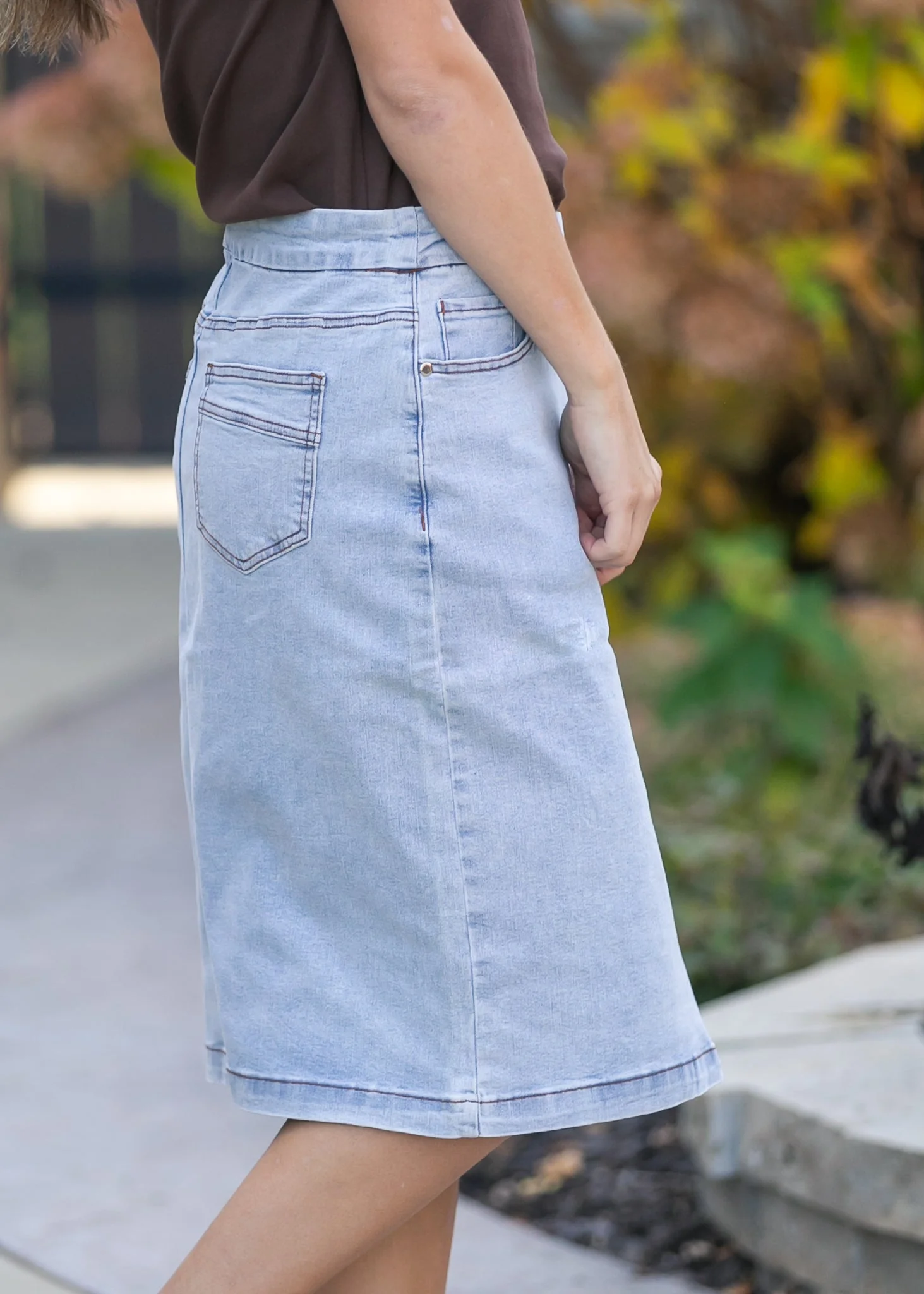 Sandra Light Wash Denim Midi Skirt - FINAL SALE - Image 4