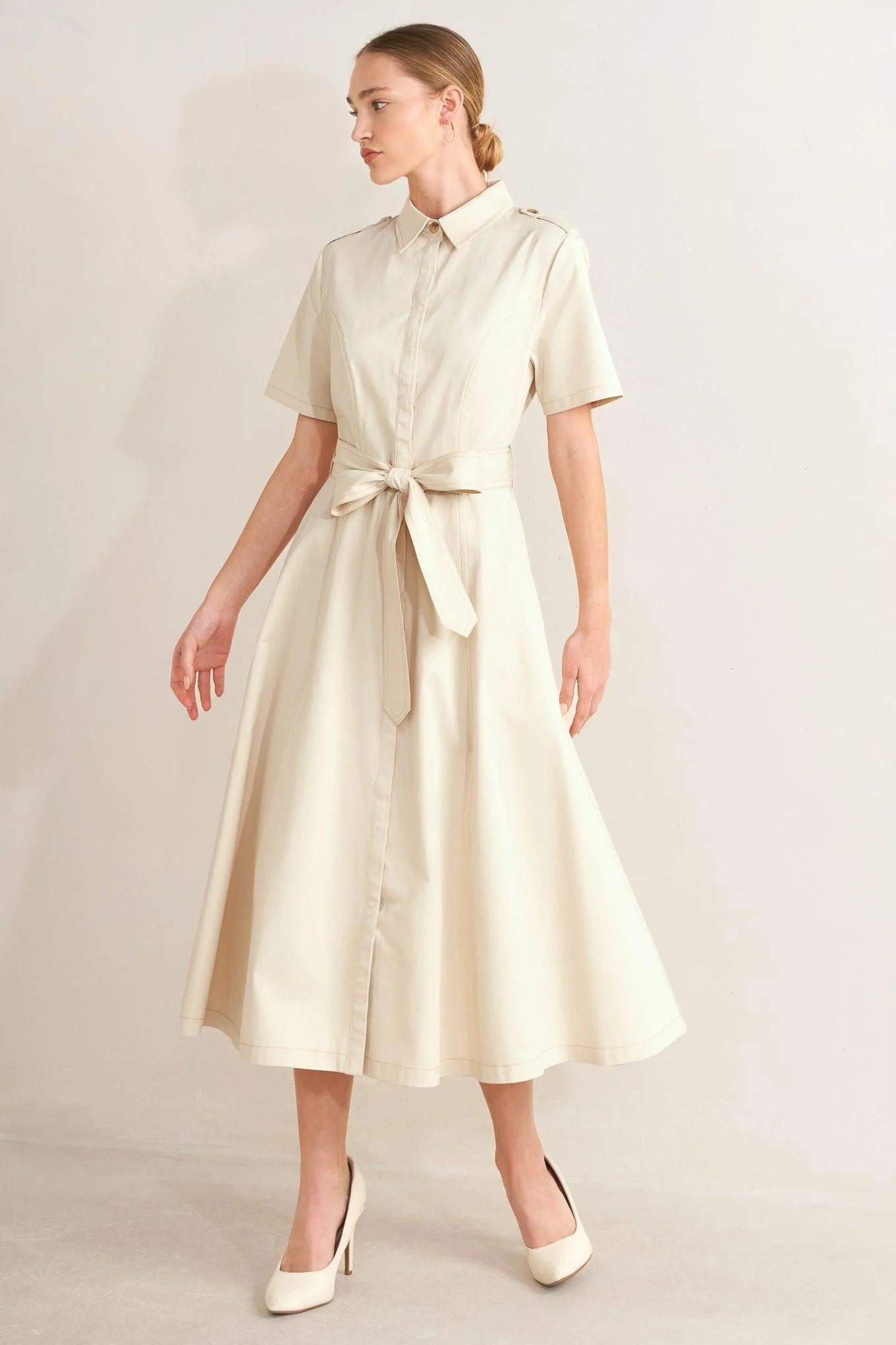Sandstone Grace Woven Midi Shirt Dress - Image 4