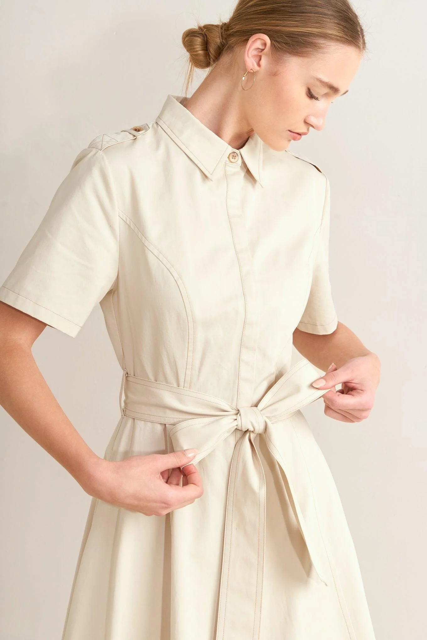 Sandstone Grace Woven Midi Shirt Dress - Image 7
