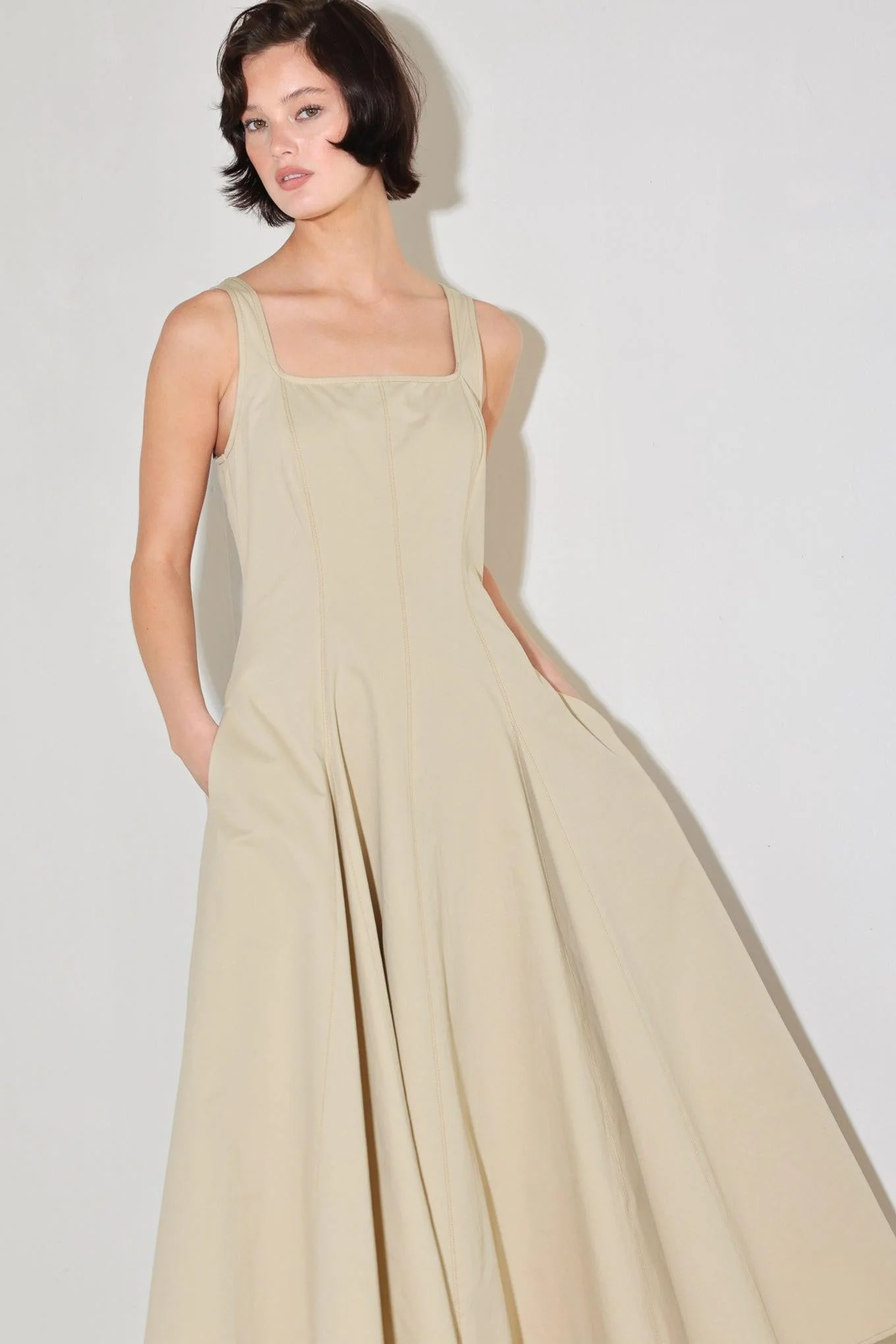 Sandstone Serenade Woven Midi Dress - Image 5