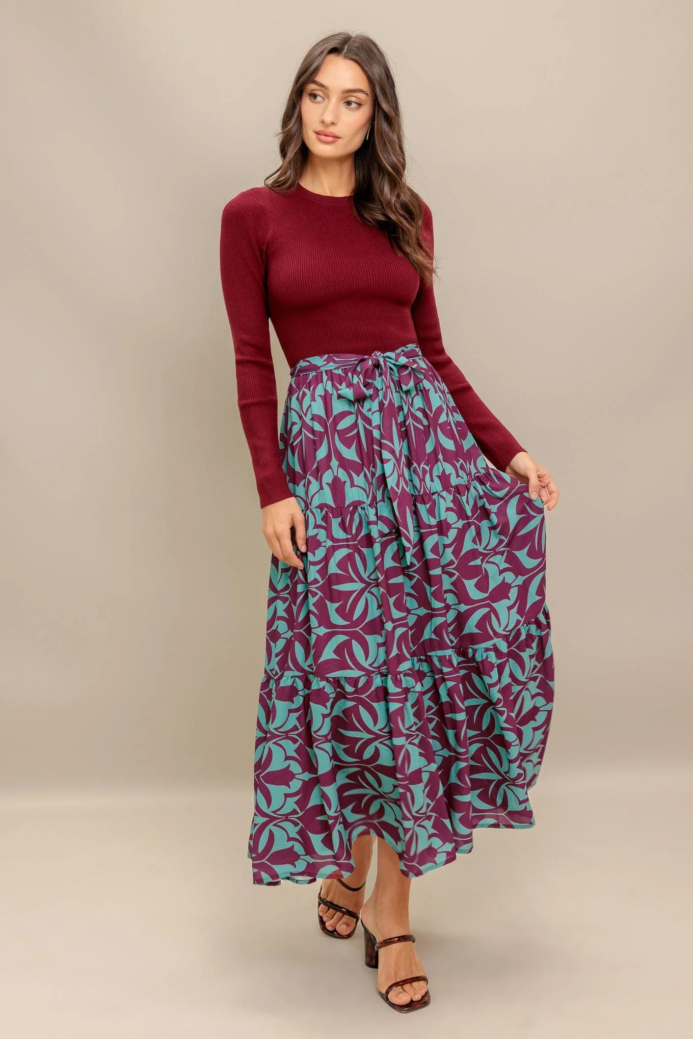 Sangria Bloom Woven Midi Dress - Image 3