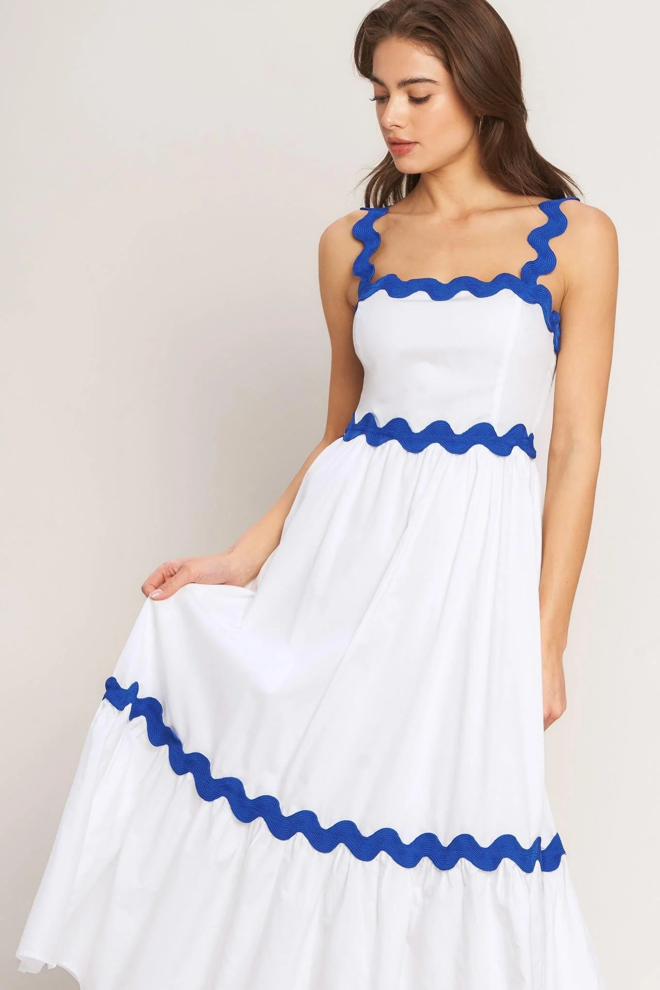 Santorini Waves Woven Midi Dress - Image 4