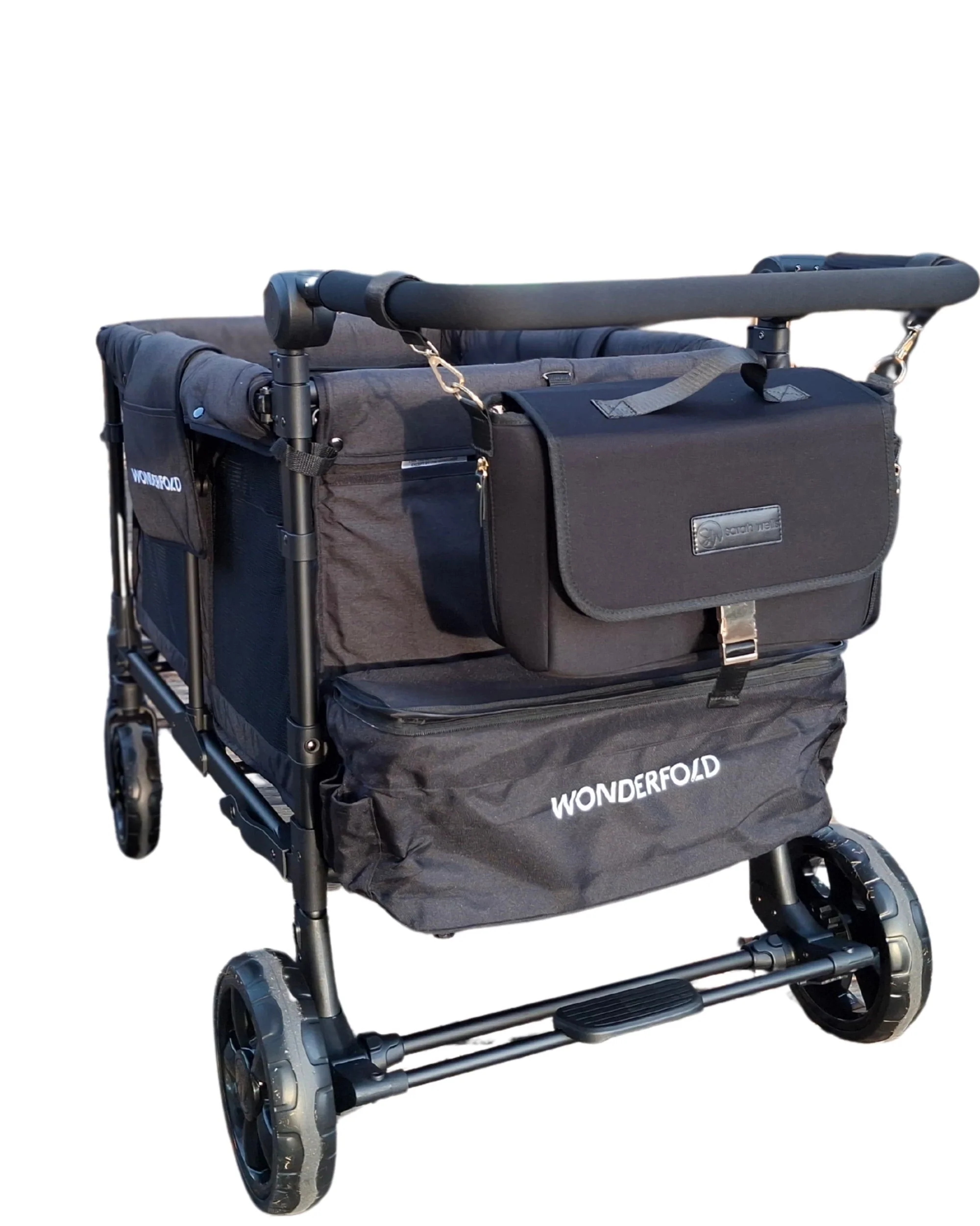Sarah Wells Deluxe Stroller Caddy Organizer – Insulated, Machine-Washable with Crossbody Strap, Storage Pockets & Luggage Sleeve - Image 9