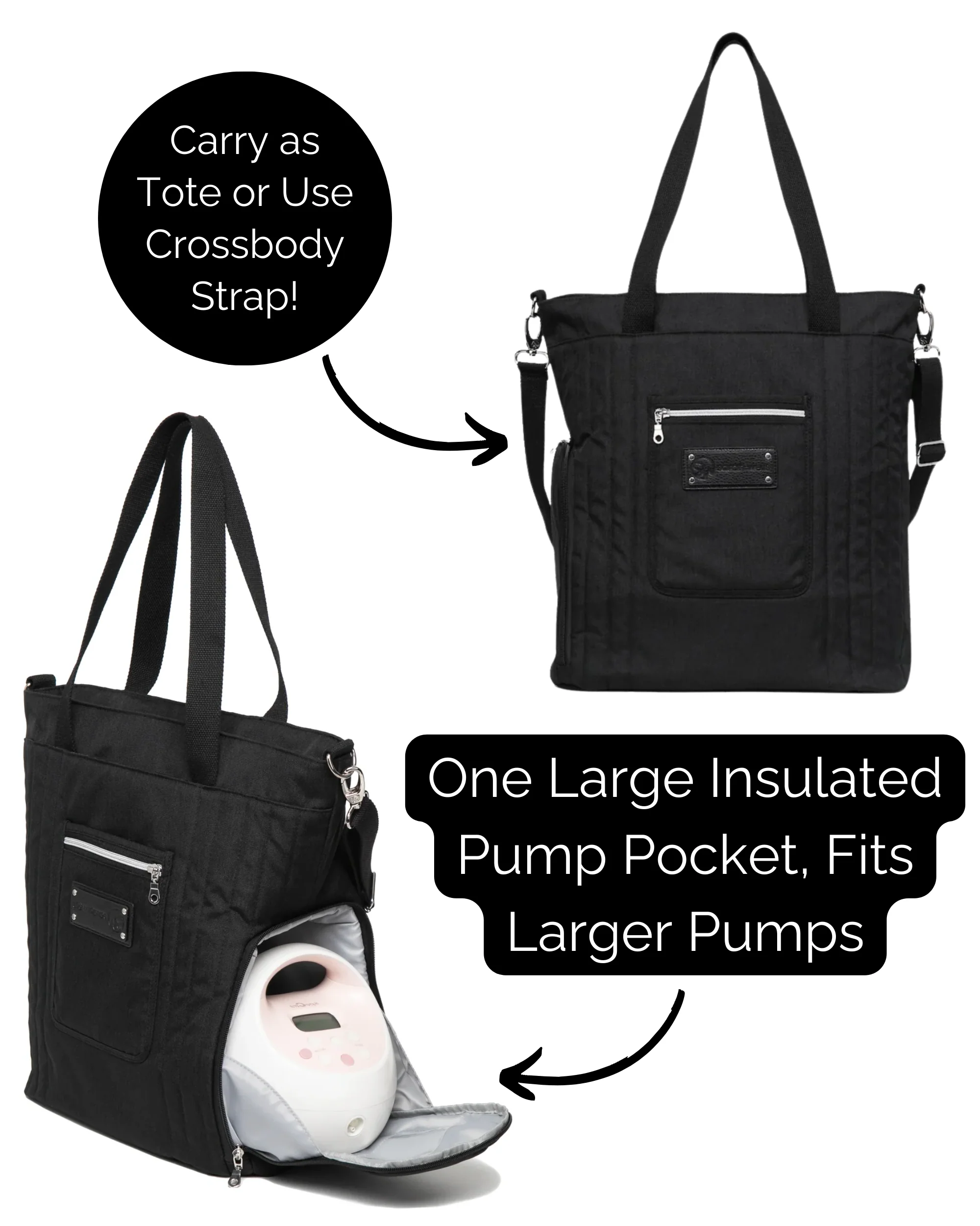 Sarah Wells Suzy Breast Pump Tote - Lightweight Portable Pump Tote with Side Pocket for Wearable & Compact Pumps - Image 4