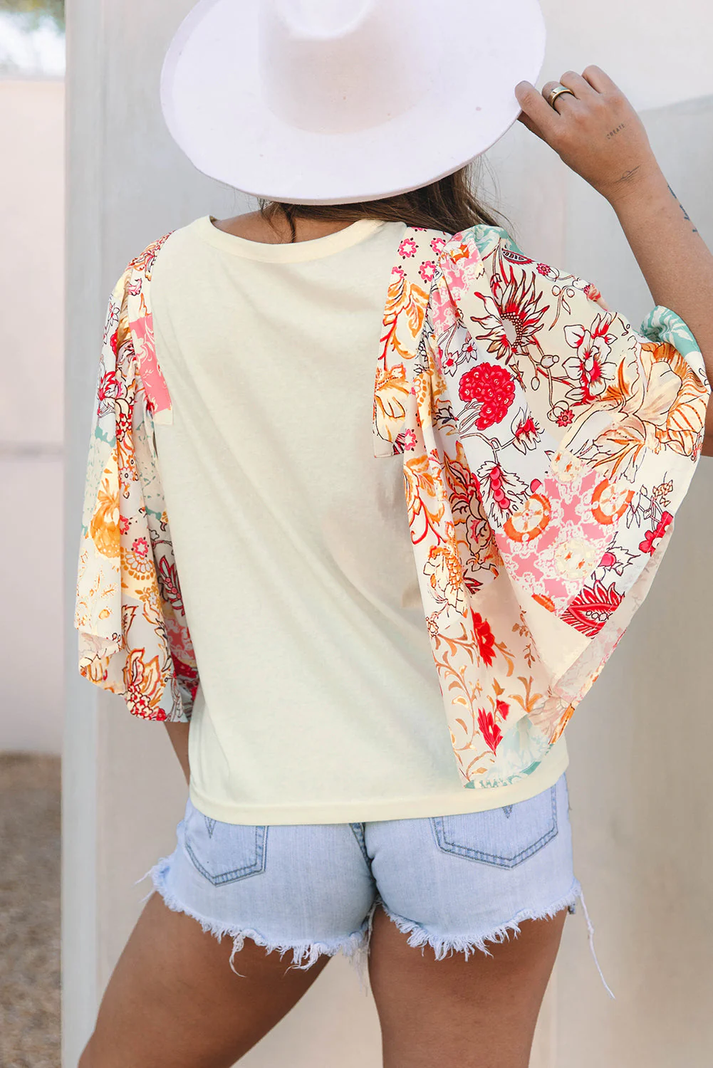 Threaded Pear Sariyah Floral Half Batwing Sleeve Blouse - Image 2