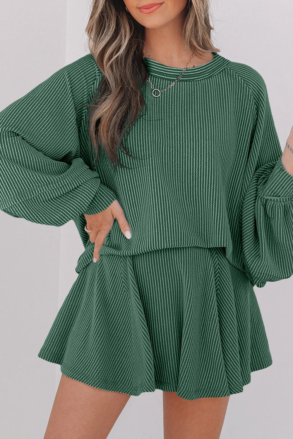 Threaded Pear Scarlett Corded Lantern Sleeve Top - Image 17
