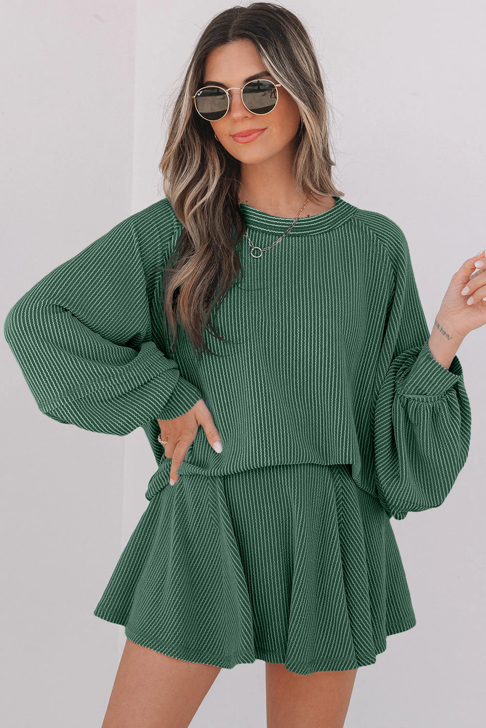 Threaded Pear Scarlett Corded Lantern Sleeve Top - Image 5