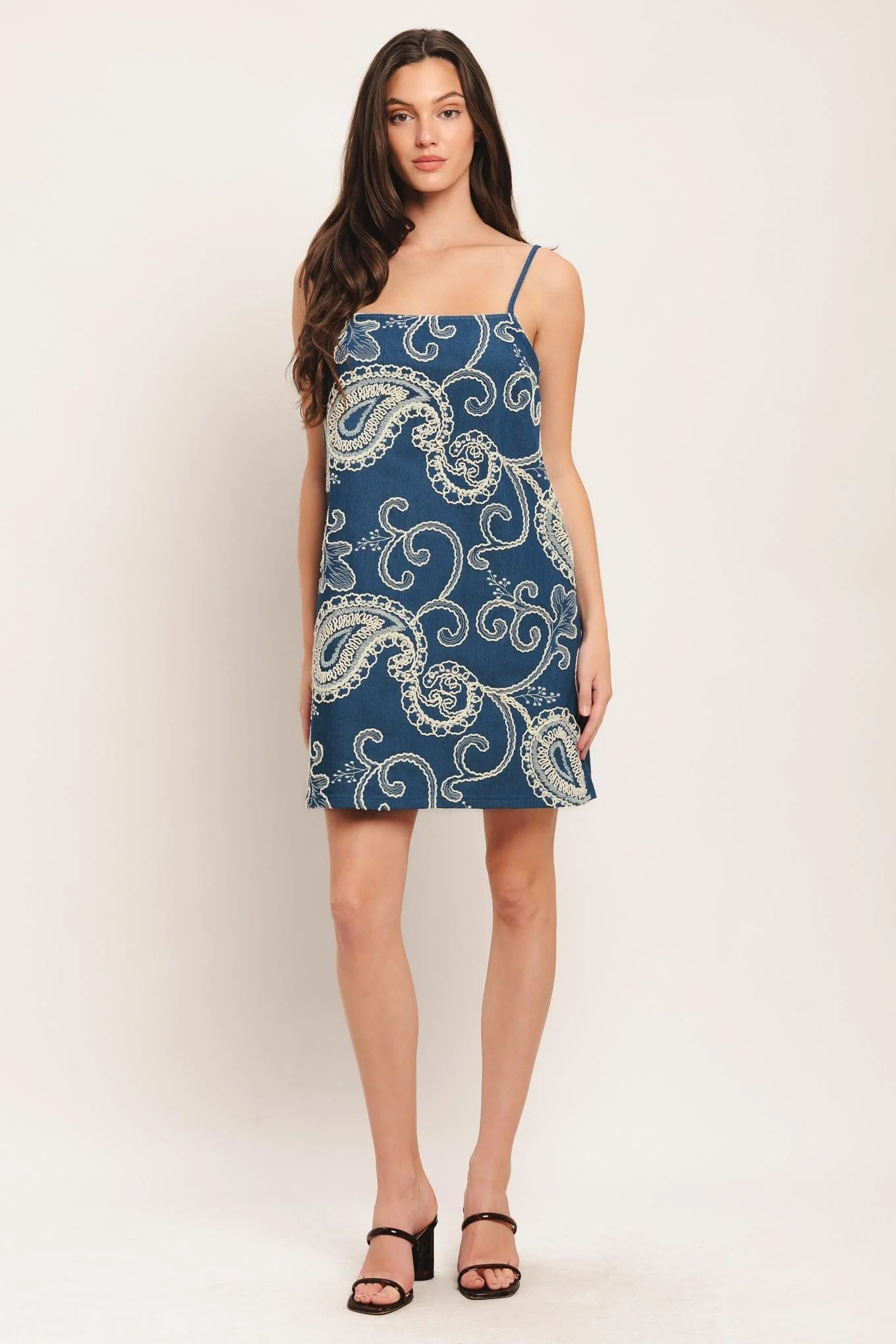 Sea Breeze Paisley Denim Mini Dress - Image 6