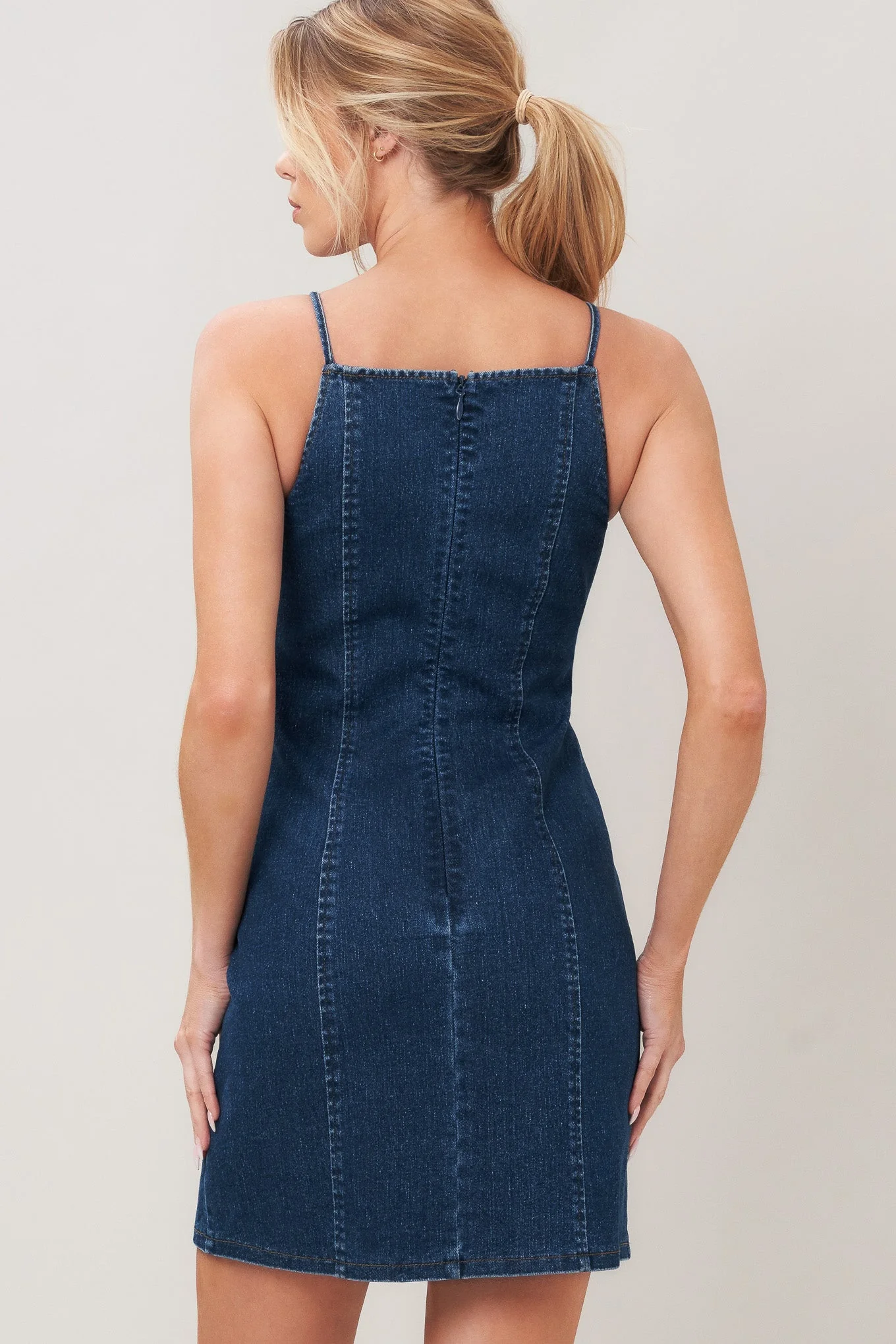 Second Skin Denim Mini Dress - Image 2