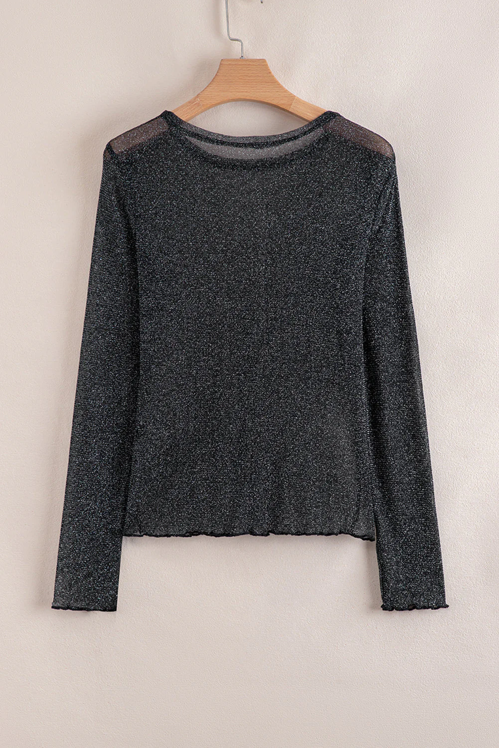 Threaded Pear Serenity Metallic Glitter Mesh Long Sleeve Top - Image 7