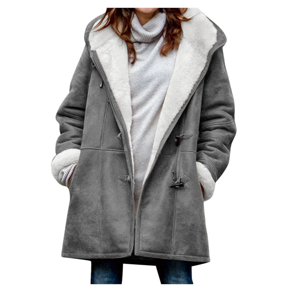 Sherpa-Lined Duffle Toggle Jacket with Hood — Warm Hooded Fleece Coat - Image 16
