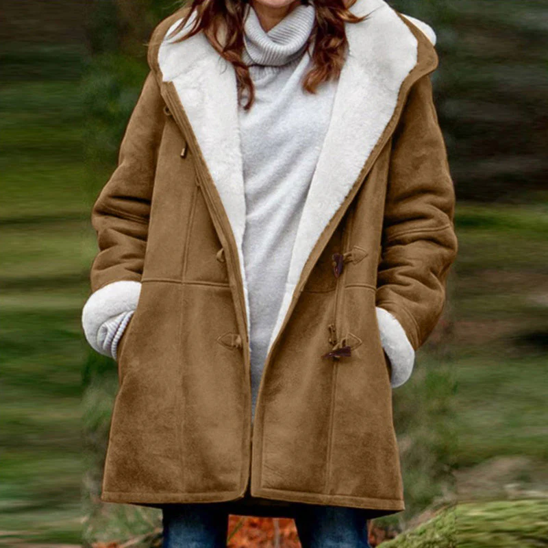 Sherpa-Lined Duffle Toggle Jacket with Hood — Warm Hooded Fleece Coat - Image 9