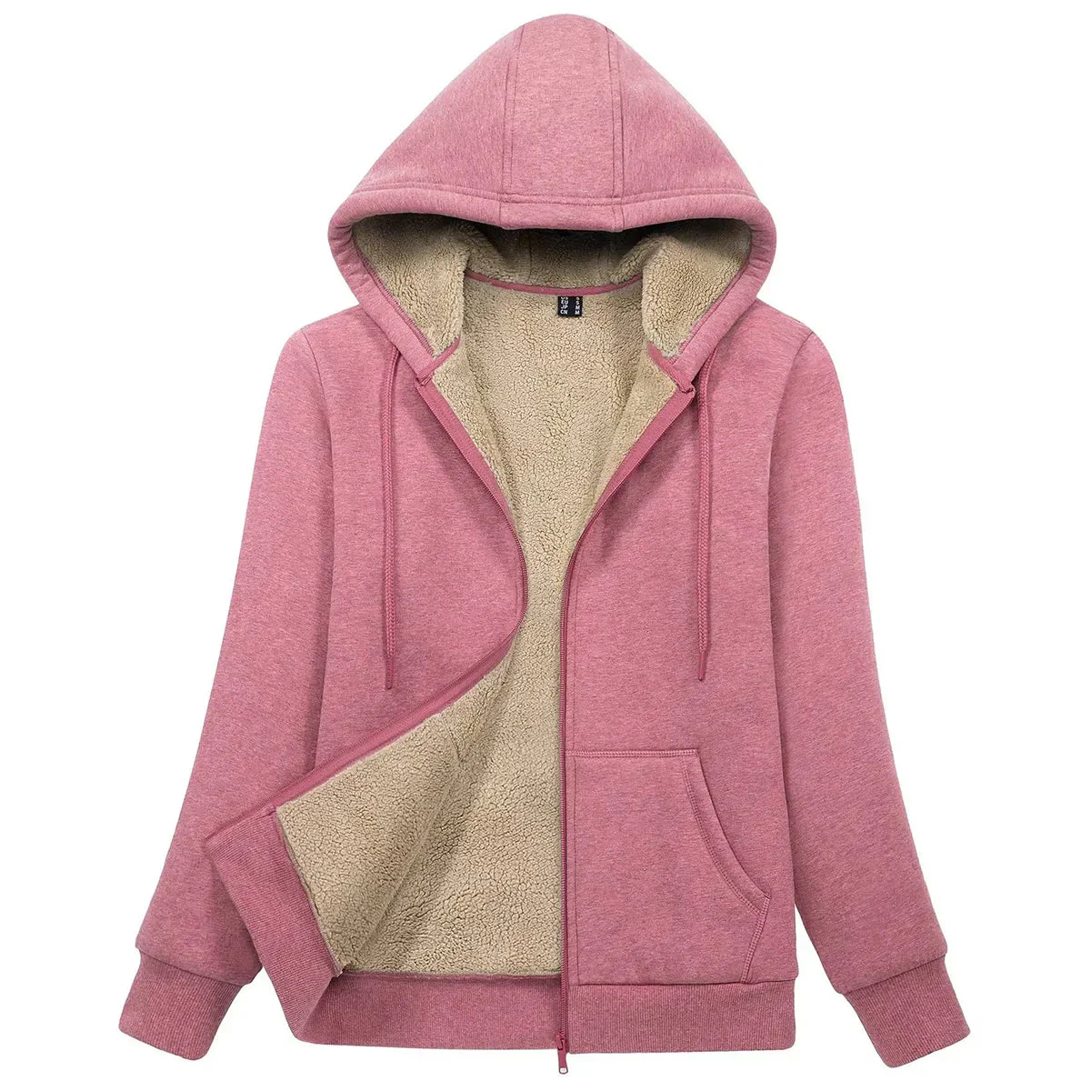 Sherpa-Lined Fleece Zip-Up Hoodie Jacket Women - Image 8