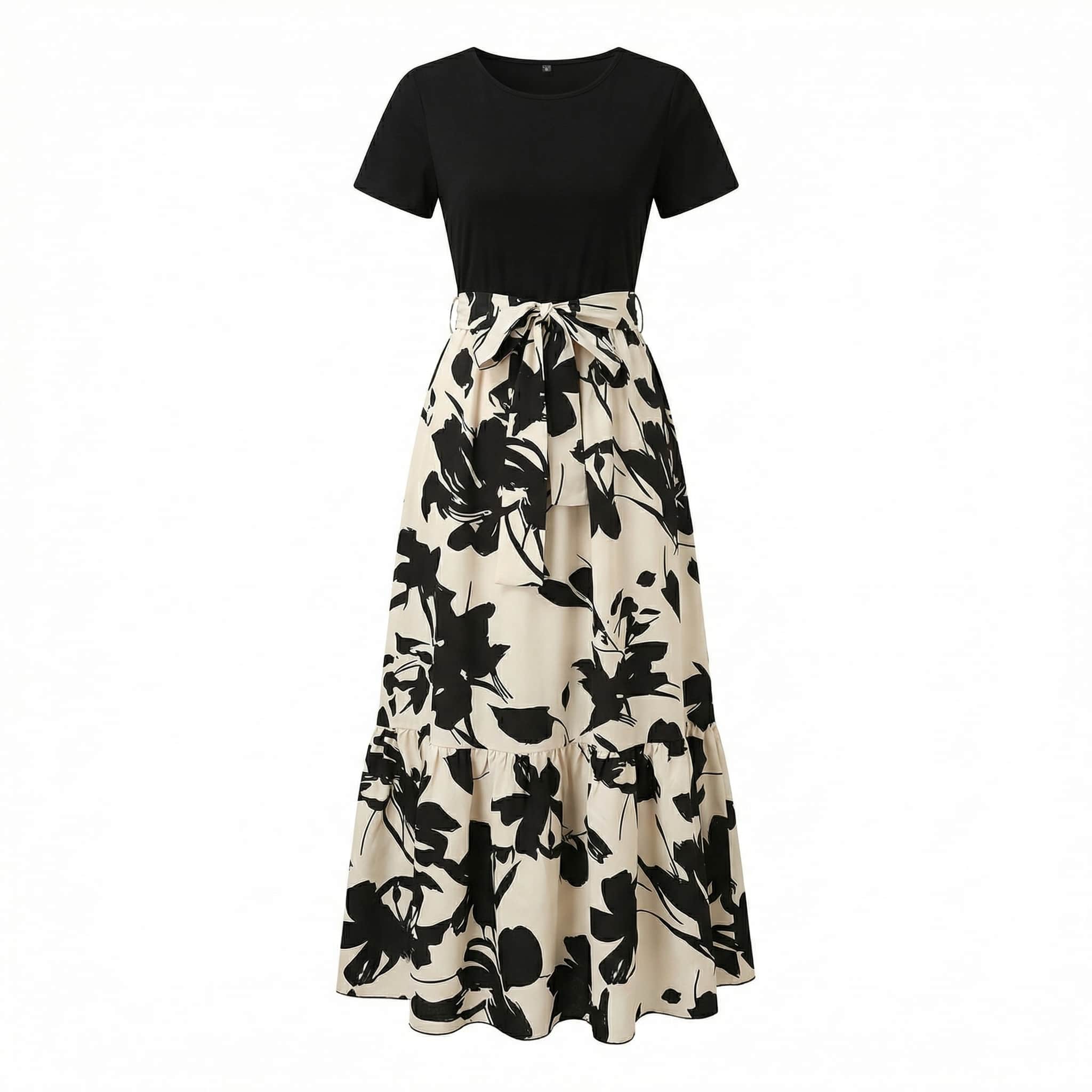 Aria Romance Short-Sleeve Round-Neck Printed Maxi Dress - Image 5