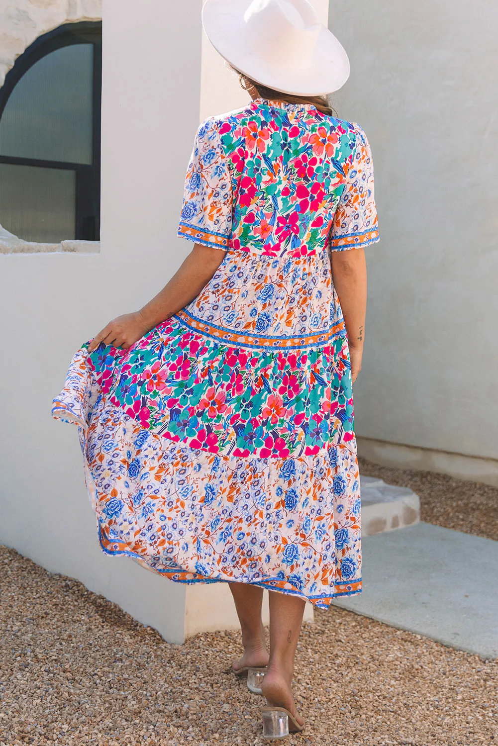 Threaded Pear Siena Mixed Floral Short Sleeve Dress - Image 2