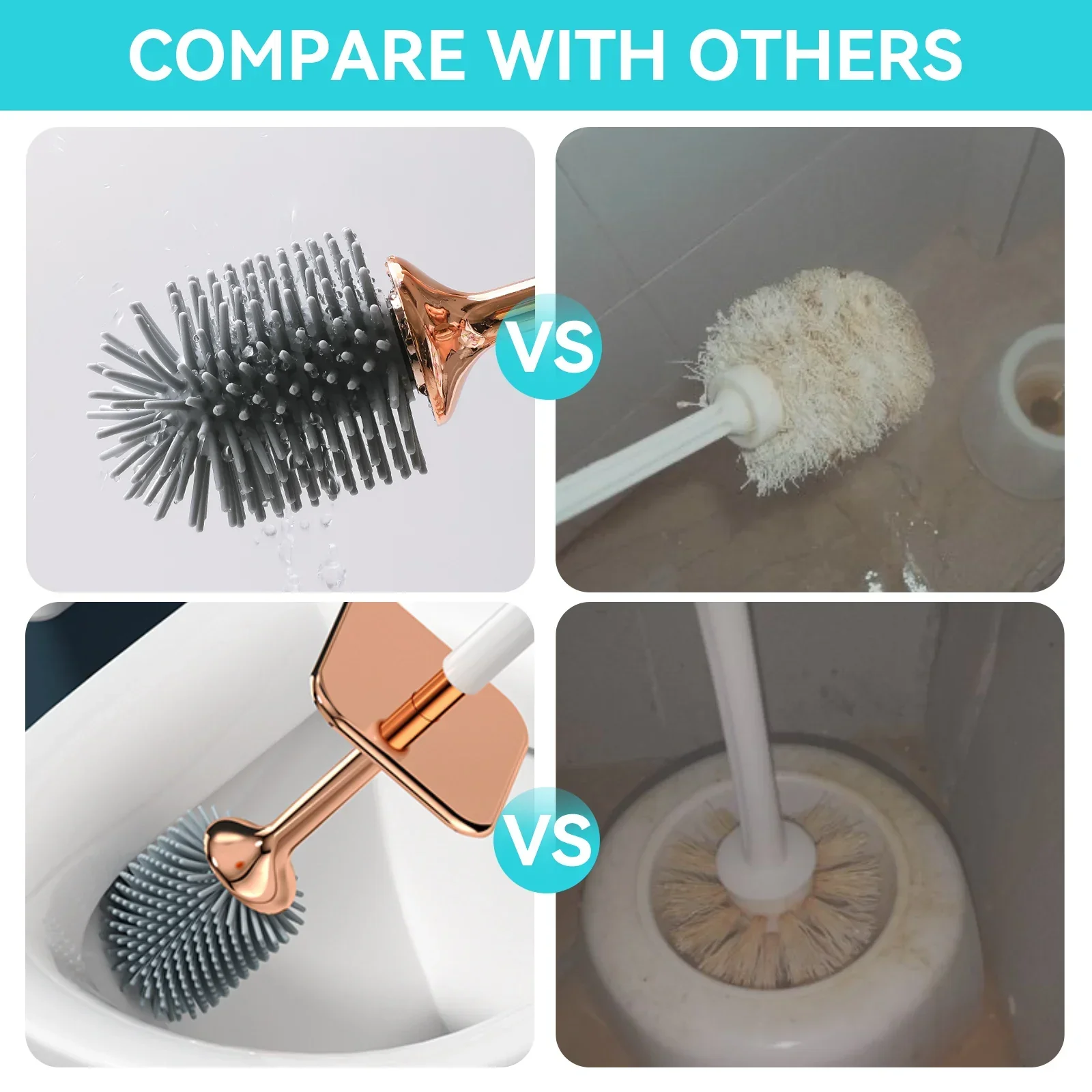 Silicone Toilet Brush Set – Long Handle Deep Cleaning Bathroom - Image 4
