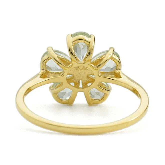 Silver Amethyst Ring 14K Gold Plated over Sterling Silver Flower Rings for Women 1.40 Carats Floral Designed Prasiolite Jewelry for Women Prasiolite Rings February Birthstone Jewelry Gift for Her - Image 5